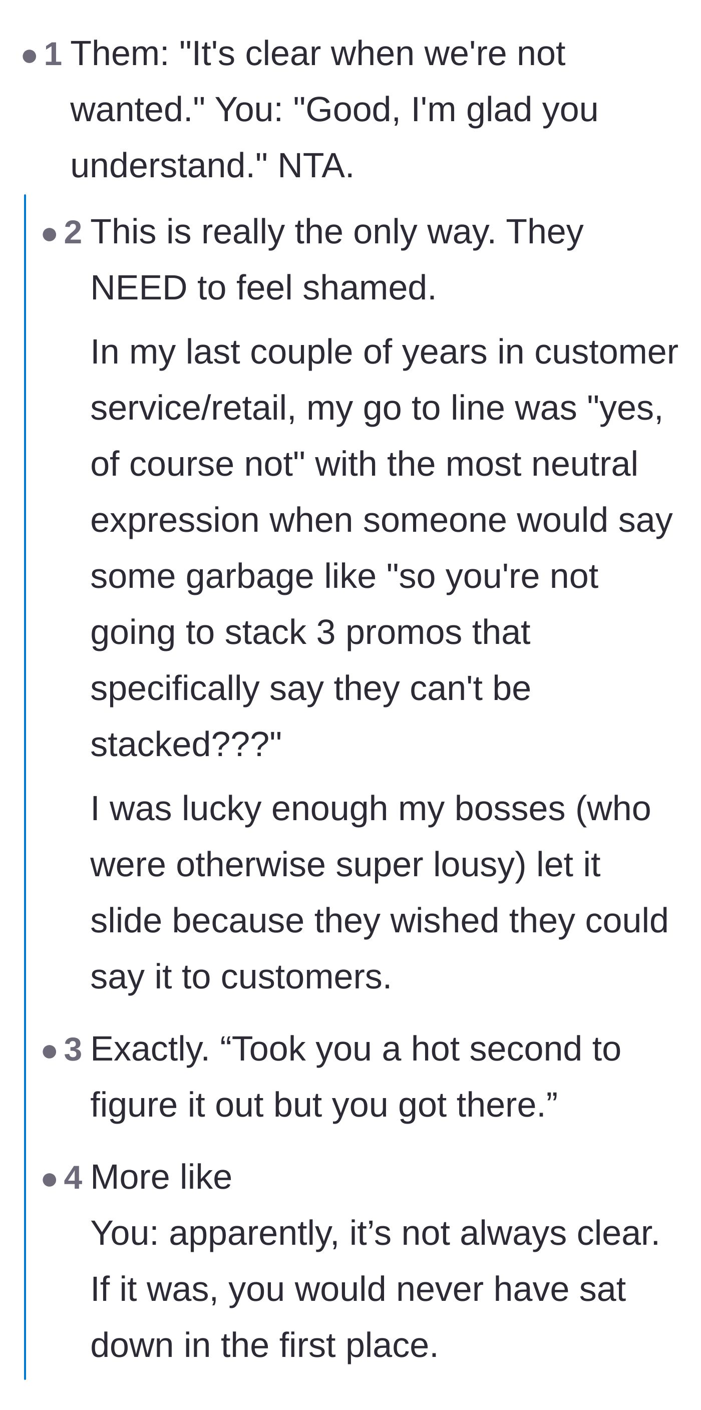 Comment thread 4 - Users sharing savage comebacks to the older men complaining that they weren't wanted.