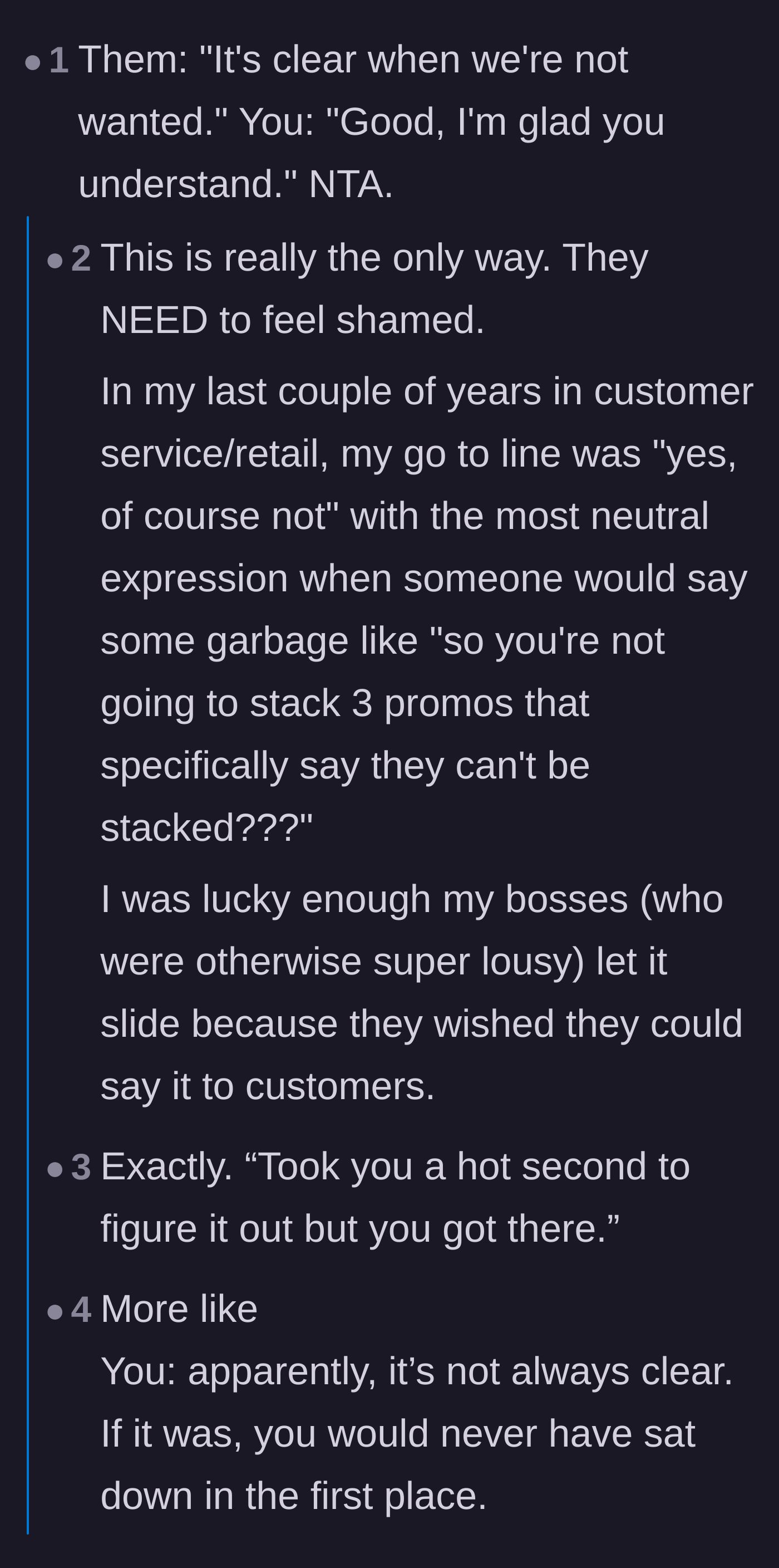 Comment thread 4 - Users sharing savage comebacks to the older men complaining that they weren't wanted.