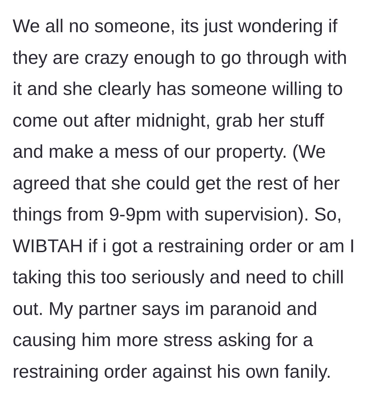 Story part 7 - The girlfriend questions if she's overreacting while the boyfriend dismisses her fears as paranoia.