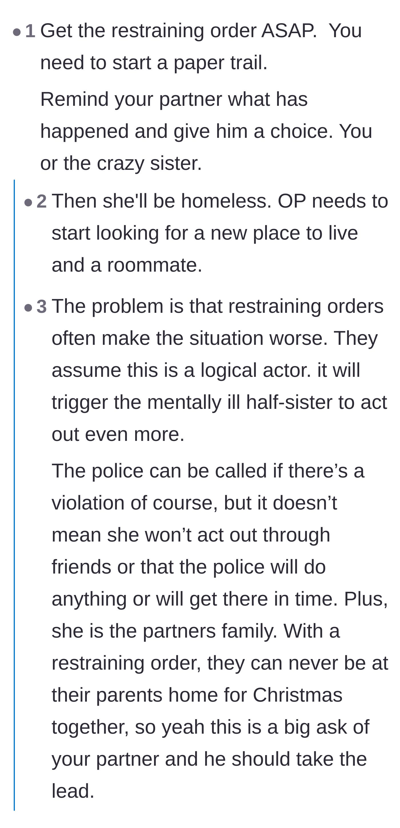 Comment thread 2 - A deep, intensely personal discussion from a domestic abuse survivor on the terrifying realities of restraining orders.