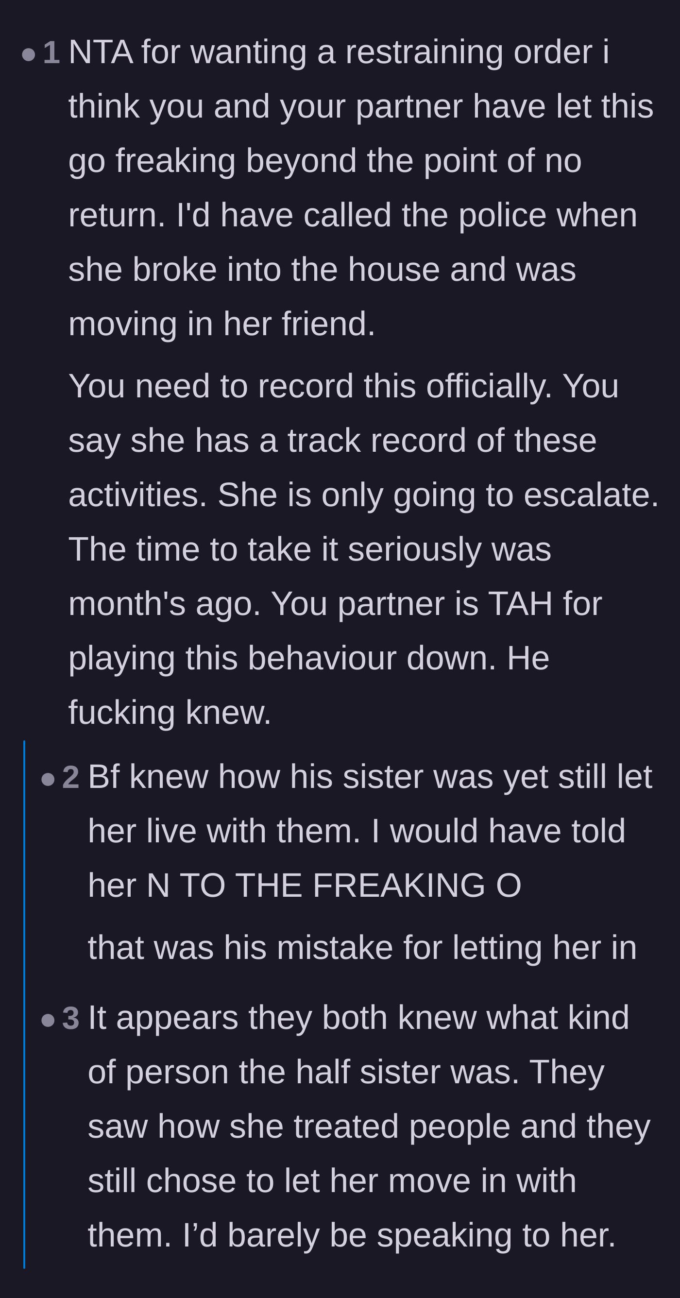 Comment thread 4 - Commenters calling out the boyfriend for downplaying his sister's terrifying behavior when he knew exactly who she was all along.