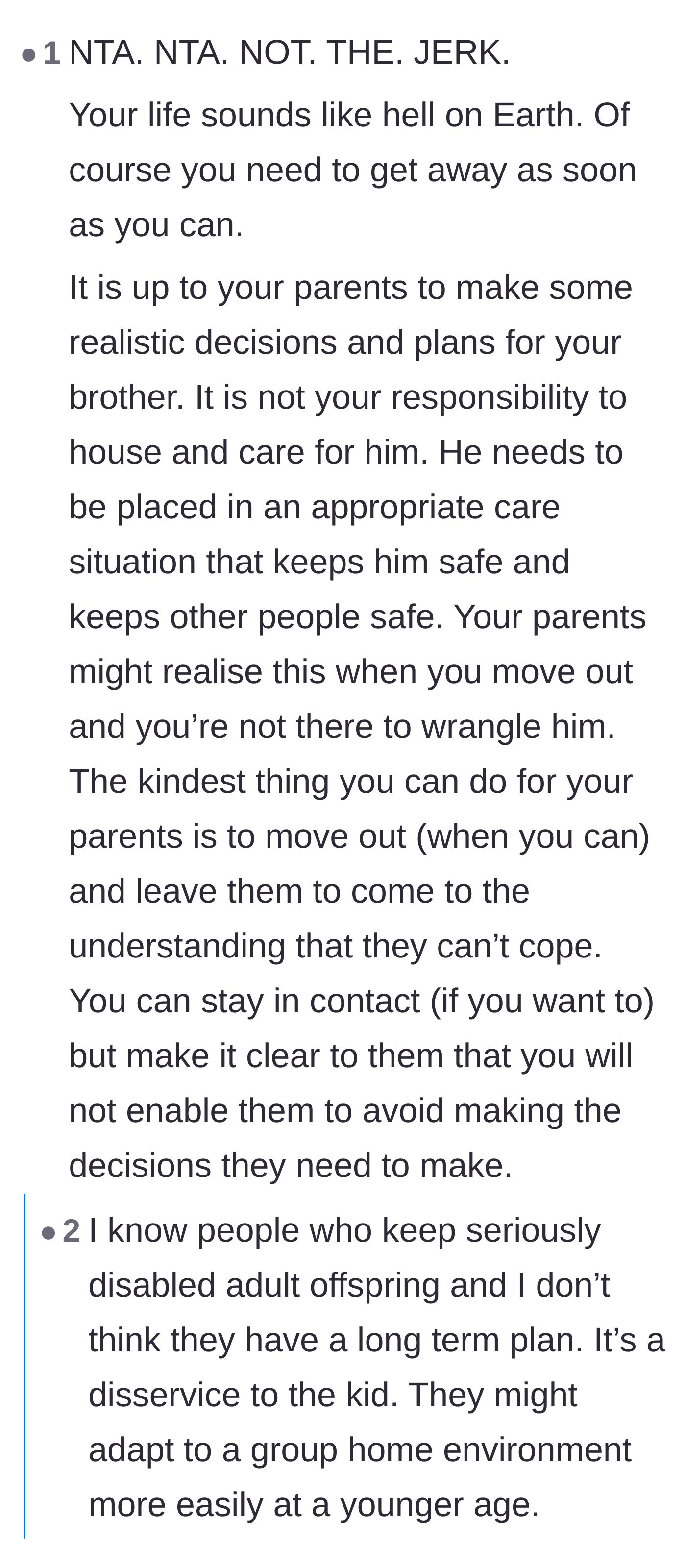 Comment thread 3 - Validation that a sibling's care is the parents' responsibility, not the teenager's.