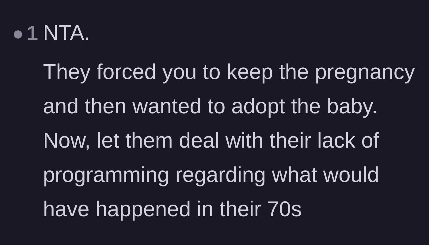 Comment thread 5 - Pointing out the parents' failure to plan for the exhausting realities of raising a teenager in their seventies.