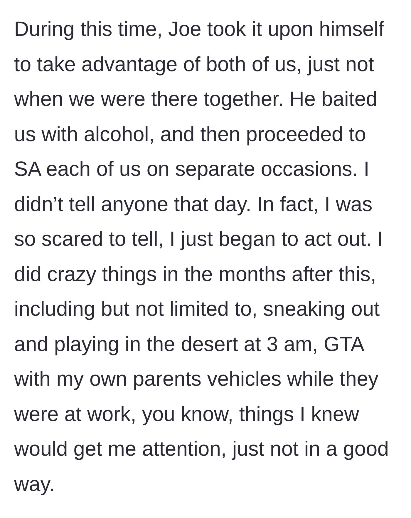 Story part 3 - The devastating betrayal, the assault, and the heartbreaking ways trauma manifested in her childhood behavior.