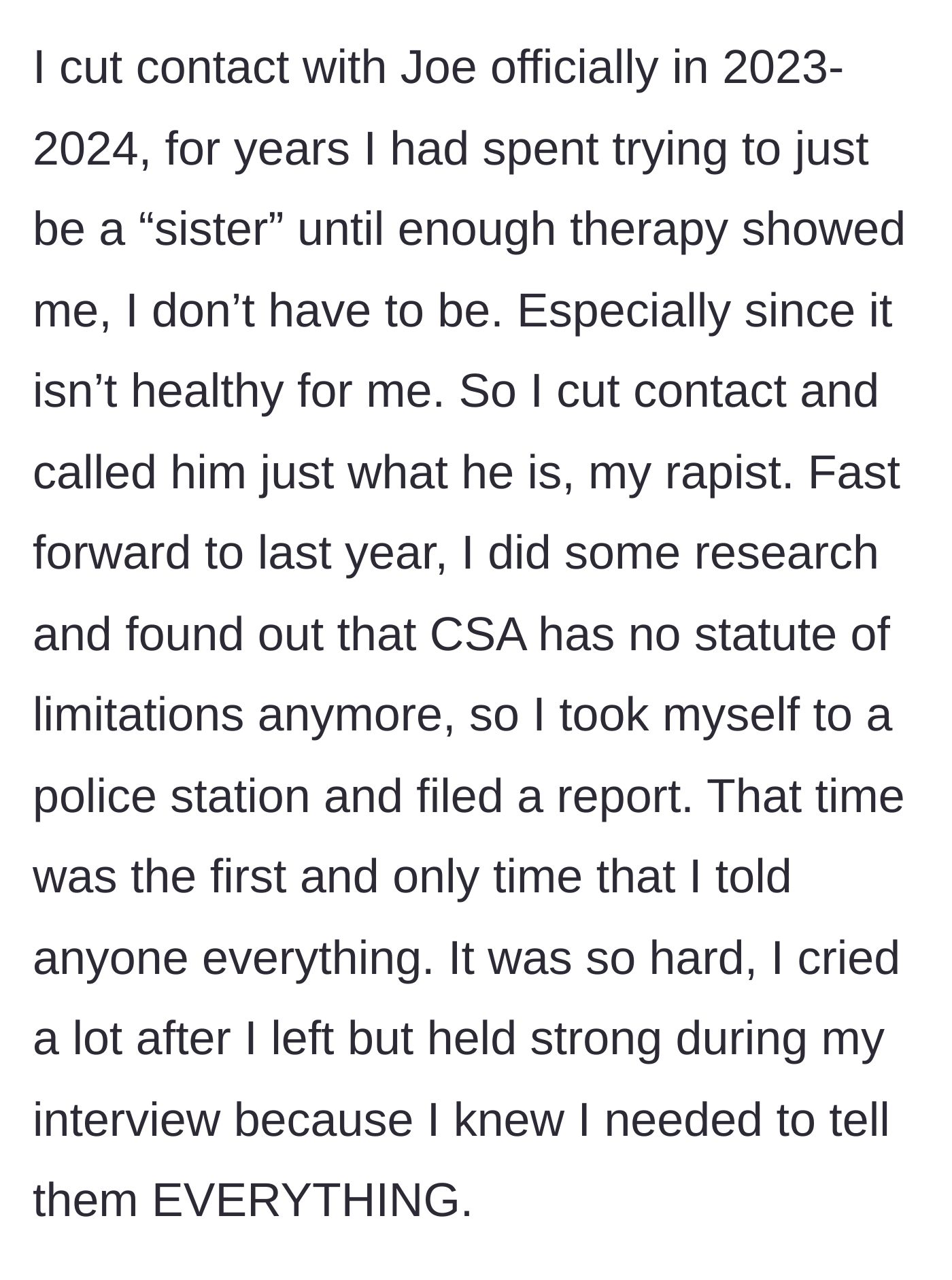 Story part 6 - Years of therapy leading to breaking contact and bravely walking into a police station.