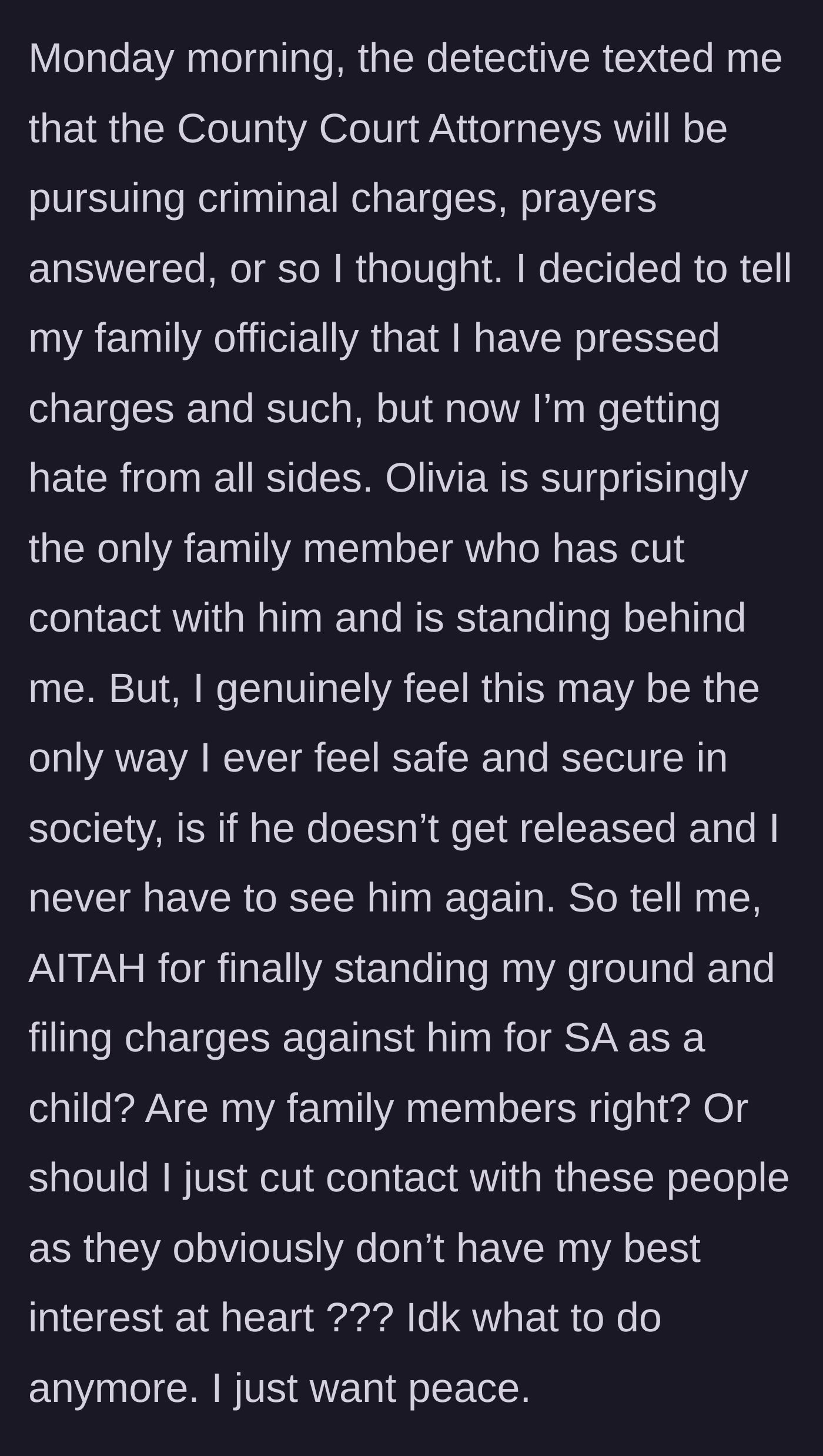 Story part 7 - Charges are pursued, sparking family outrage, though the mother surprisingly offers support.