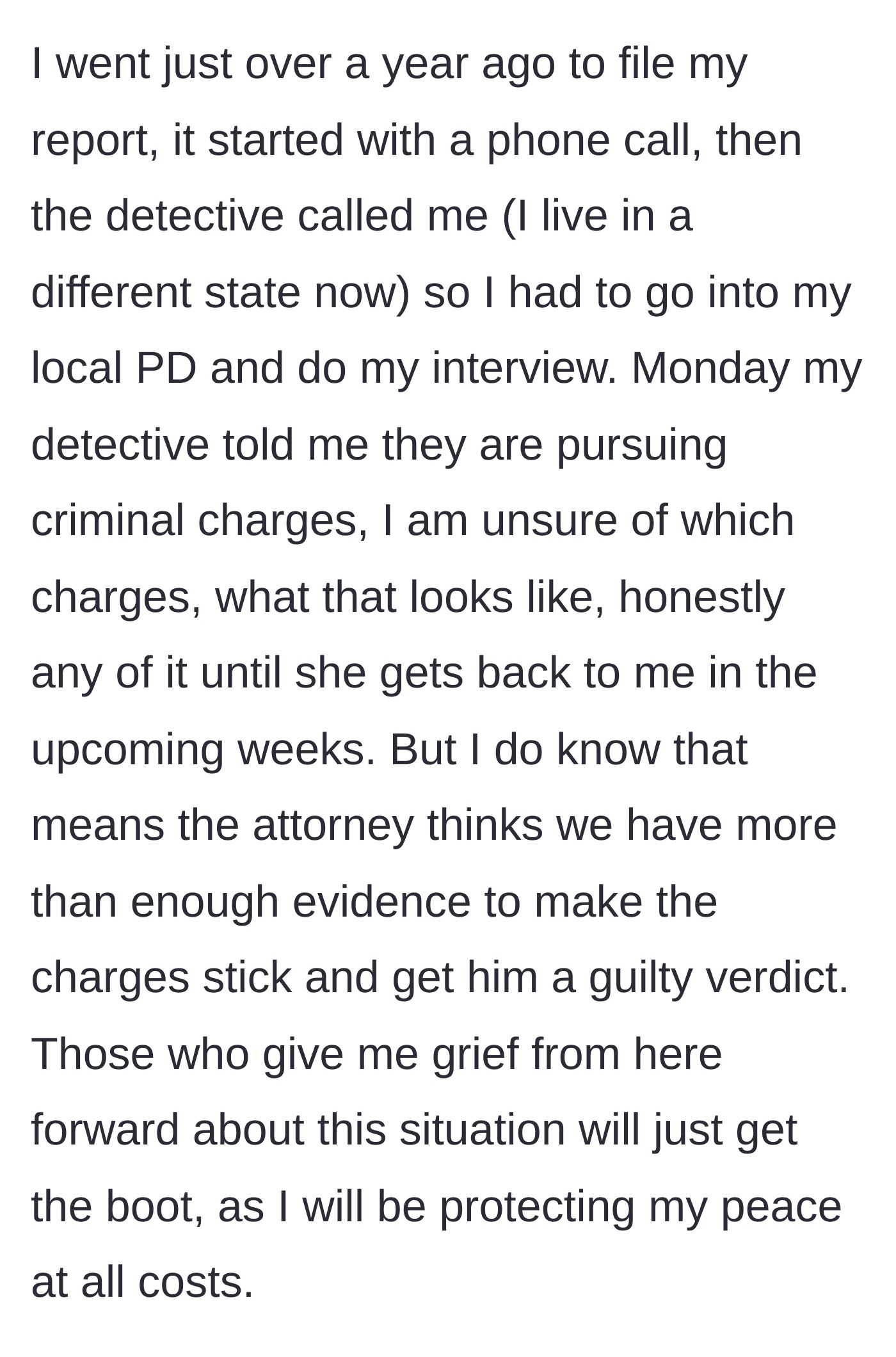 Story part 9 - The emotional toll of the ongoing investigation and the resolute decision to cut off toxic family members.
