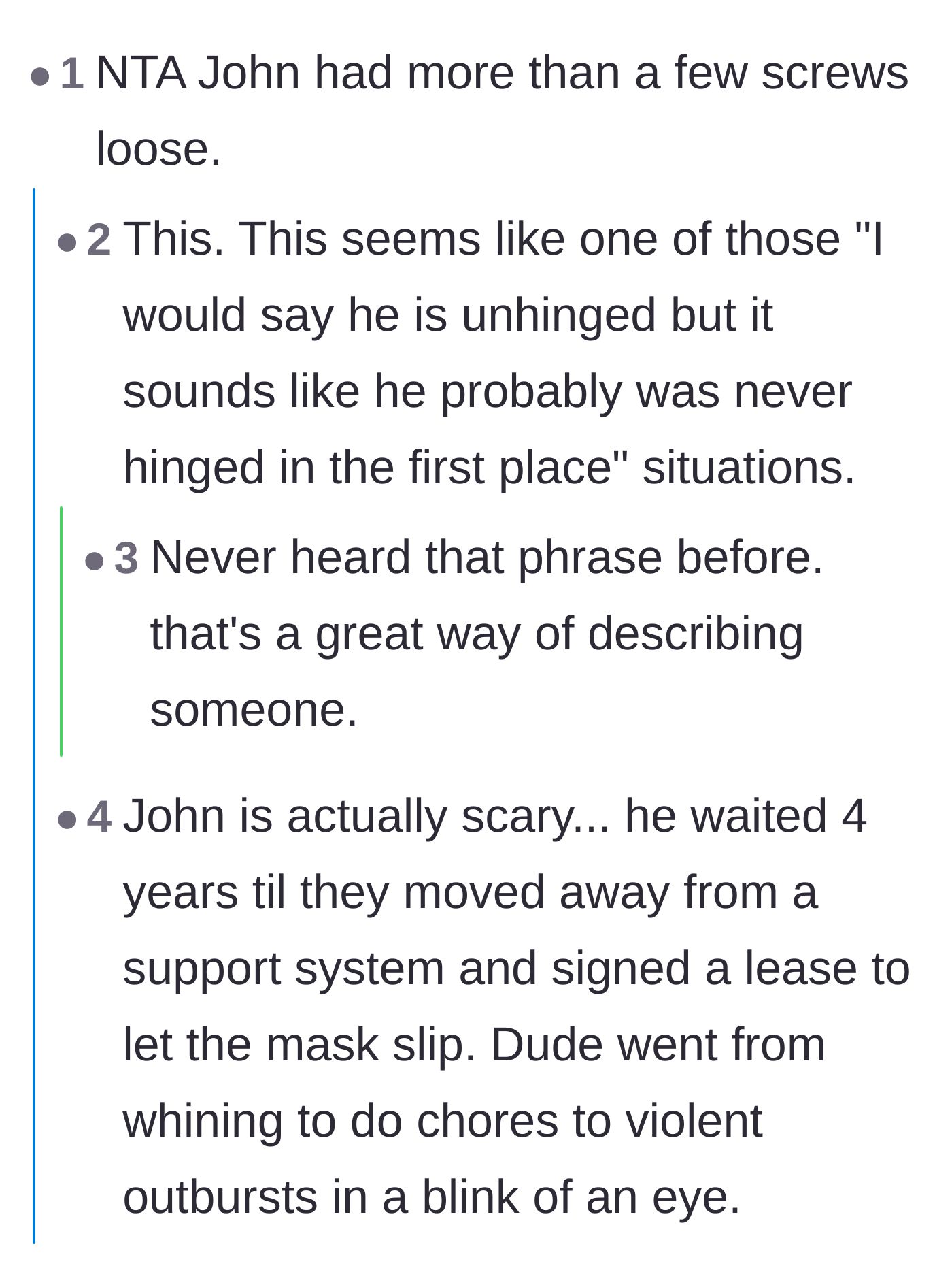 Comment thread 2 - Discussing the terrifying reality of a manipulator waiting until a family is isolated to drop his nice-guy act.