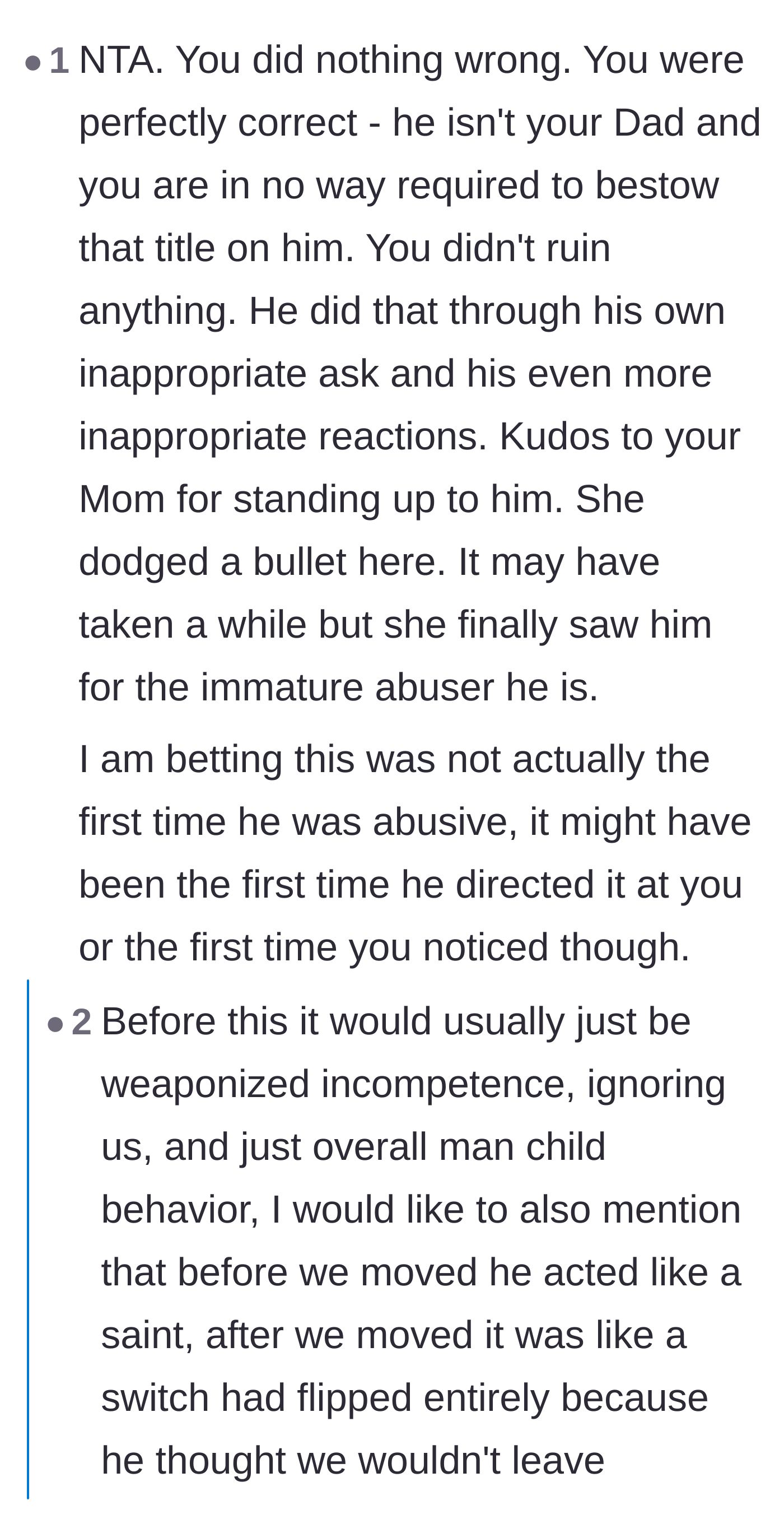Comment thread 6 - Analyzing how the boyfriend's weaponized incompetence and silent treatments were actually insidious forms of abuse.