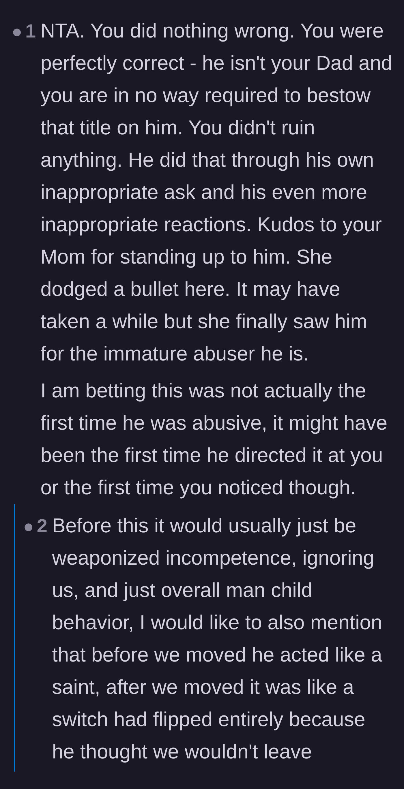 Comment thread 6 - Analyzing how the boyfriend's weaponized incompetence and silent treatments were actually insidious forms of abuse.