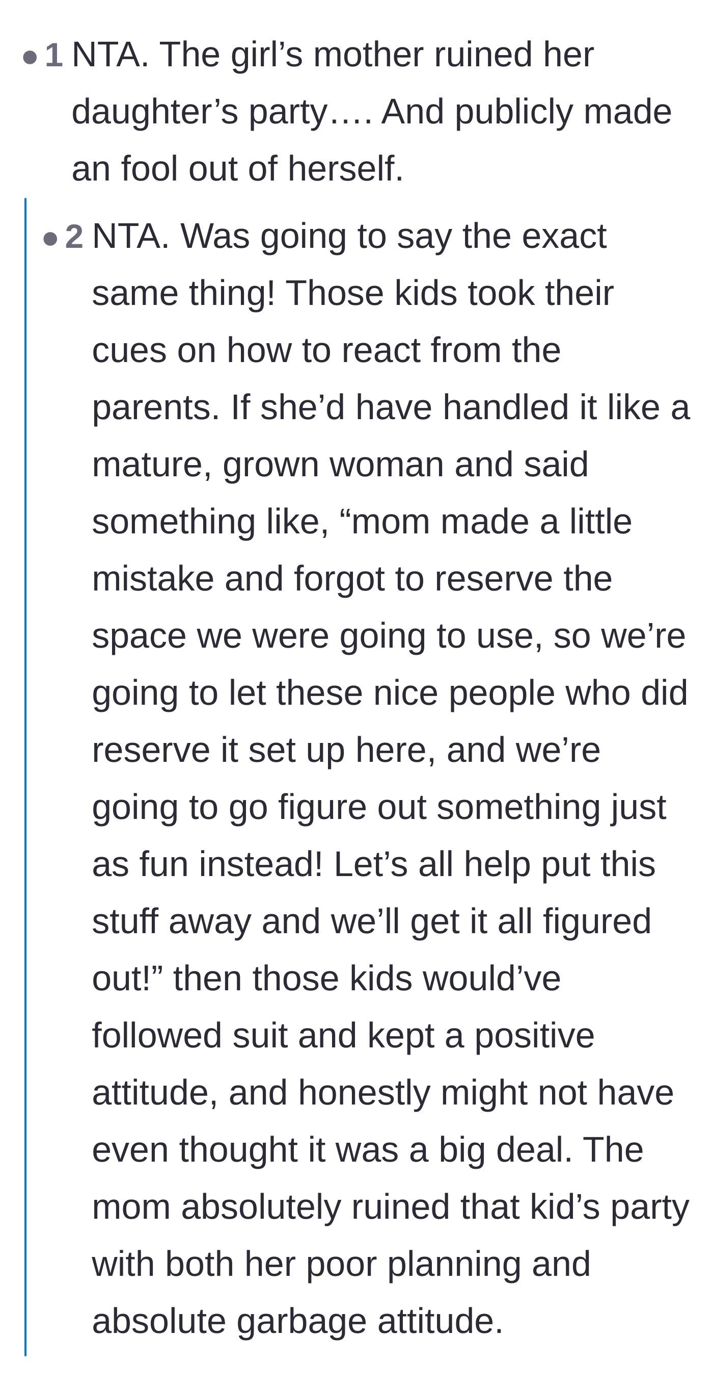 Comment thread 3 - Discussion on how the kids were only crying because they took cues from their parents' dramatic and awful reaction.