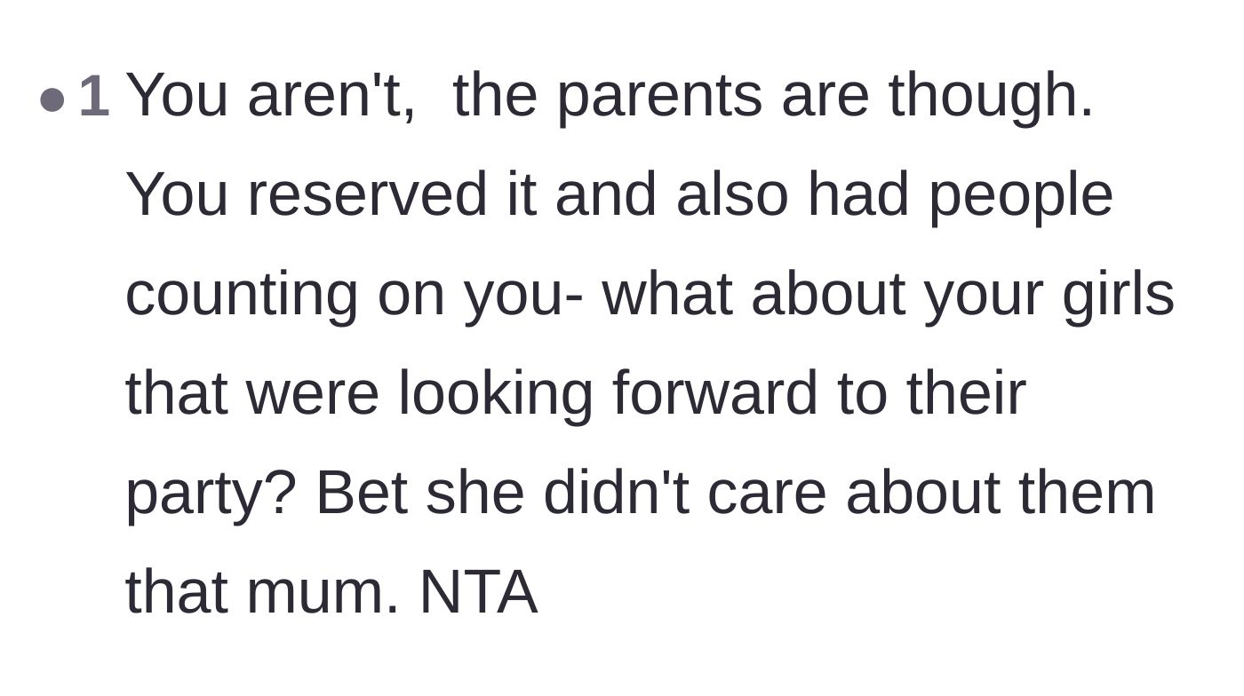 Comment thread 6 - A reminder that the troop leader had 25 excited girls counting on her, and the entitled mom didn't care about them at all.