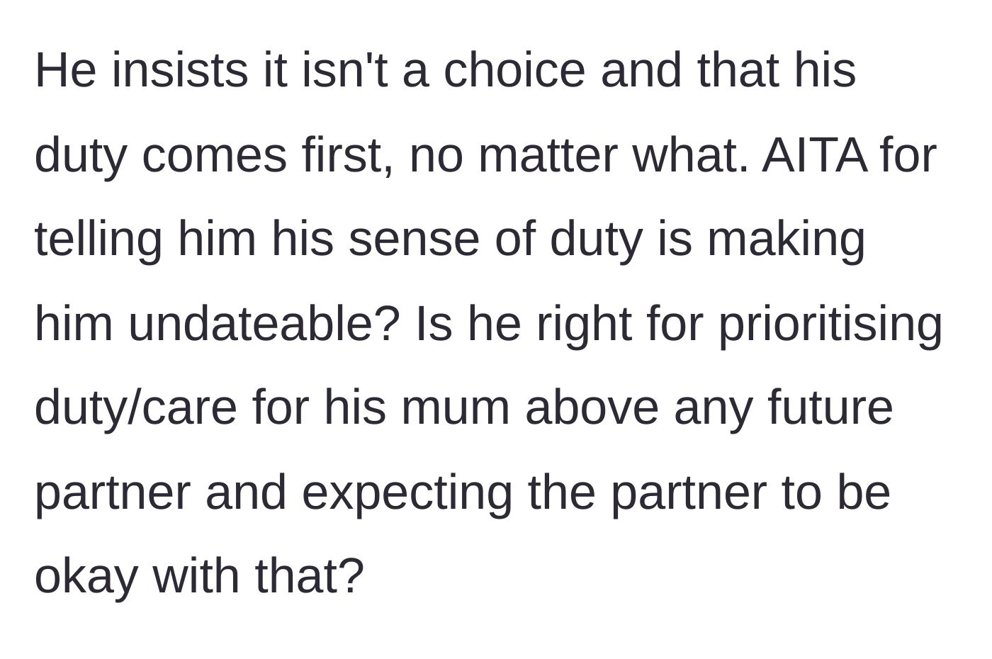 Story part 5 - David's refusal to compromise and insistence that duty comes first.