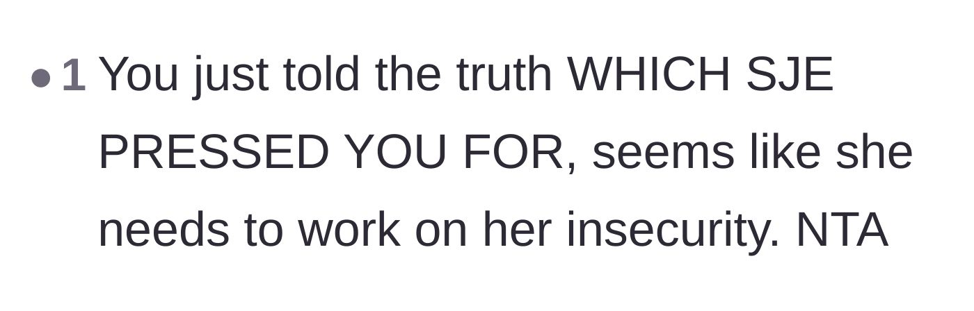 Comment thread 5 - A blunt comment pointing out that the bride pushed for the truth and only has her own insecurity to blame.