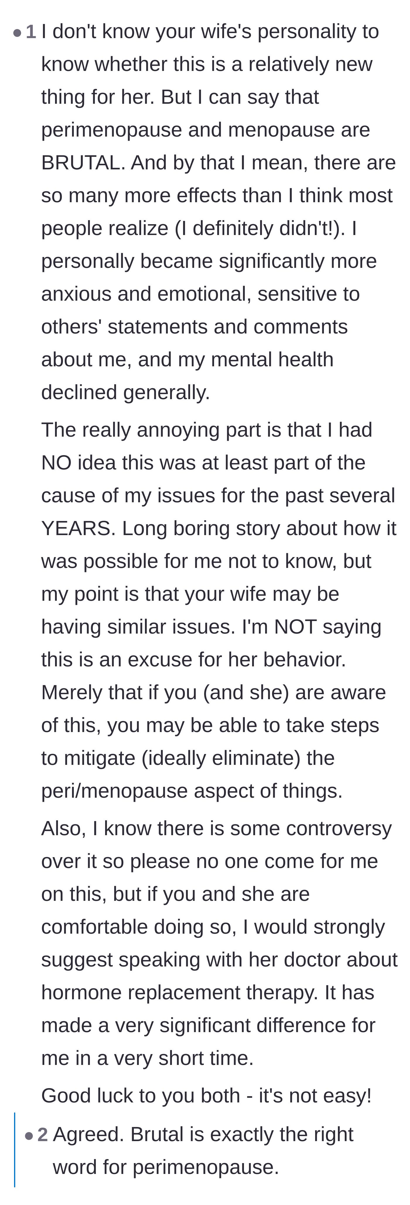 Comment thread 2 - Readers sharing their brutal, personal experiences with the mental health toll of perimenopause and menopause.