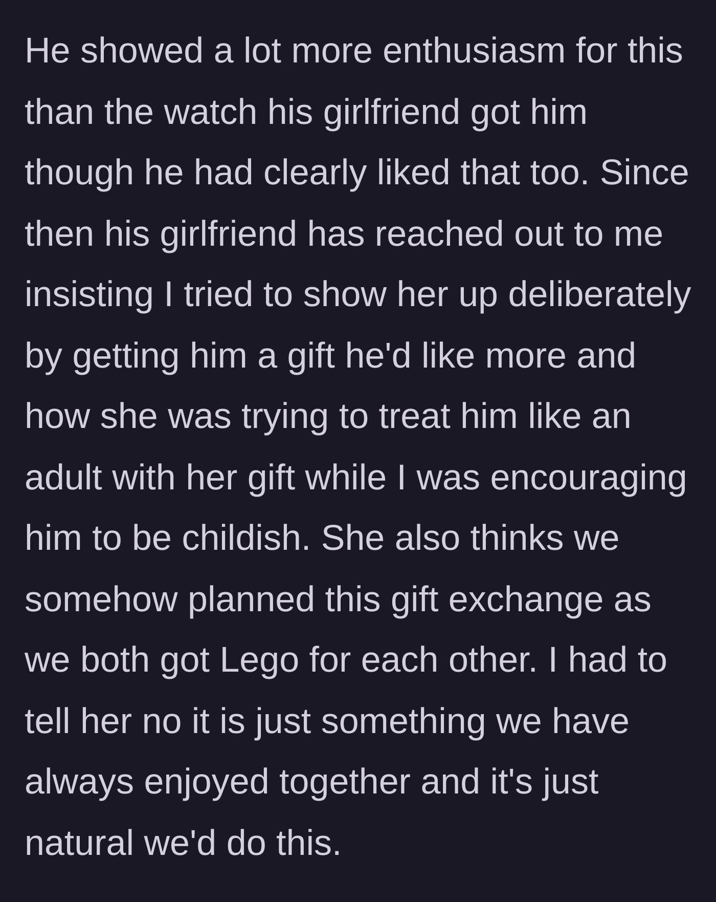 Story part 3 - The girlfriend furiously texting the sister, accusing her of showing her up and encouraging childishness
