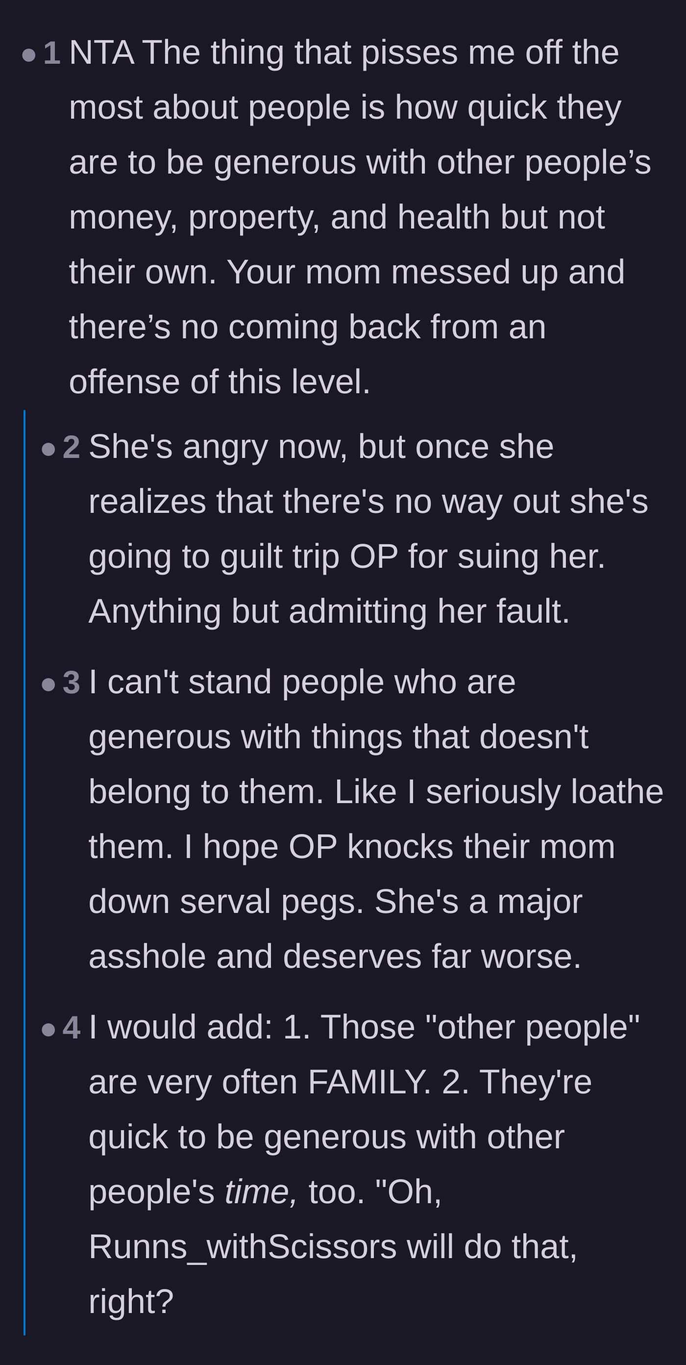Comment thread 1 - Readers criticizing the family's willingness to gamble with the author's safety and property instead of their own.