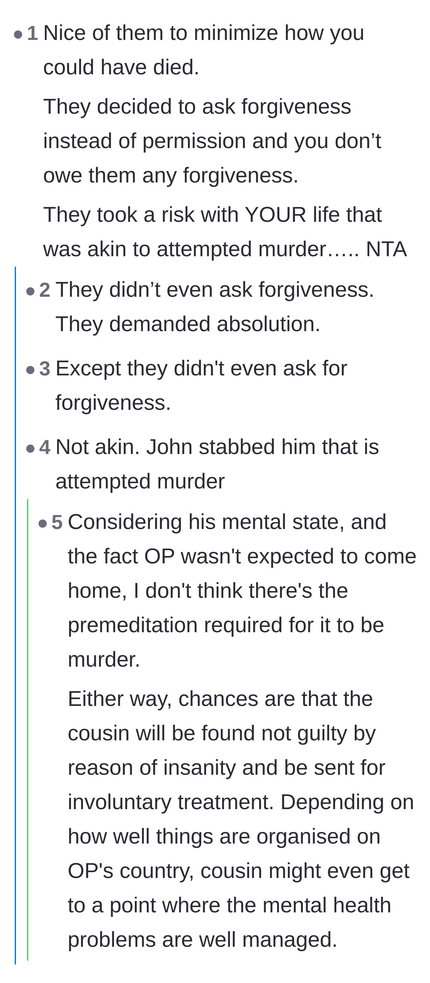 Comment thread 3 - Users debating the severity of the attack and the family's demand for instant absolution over genuine forgiveness.