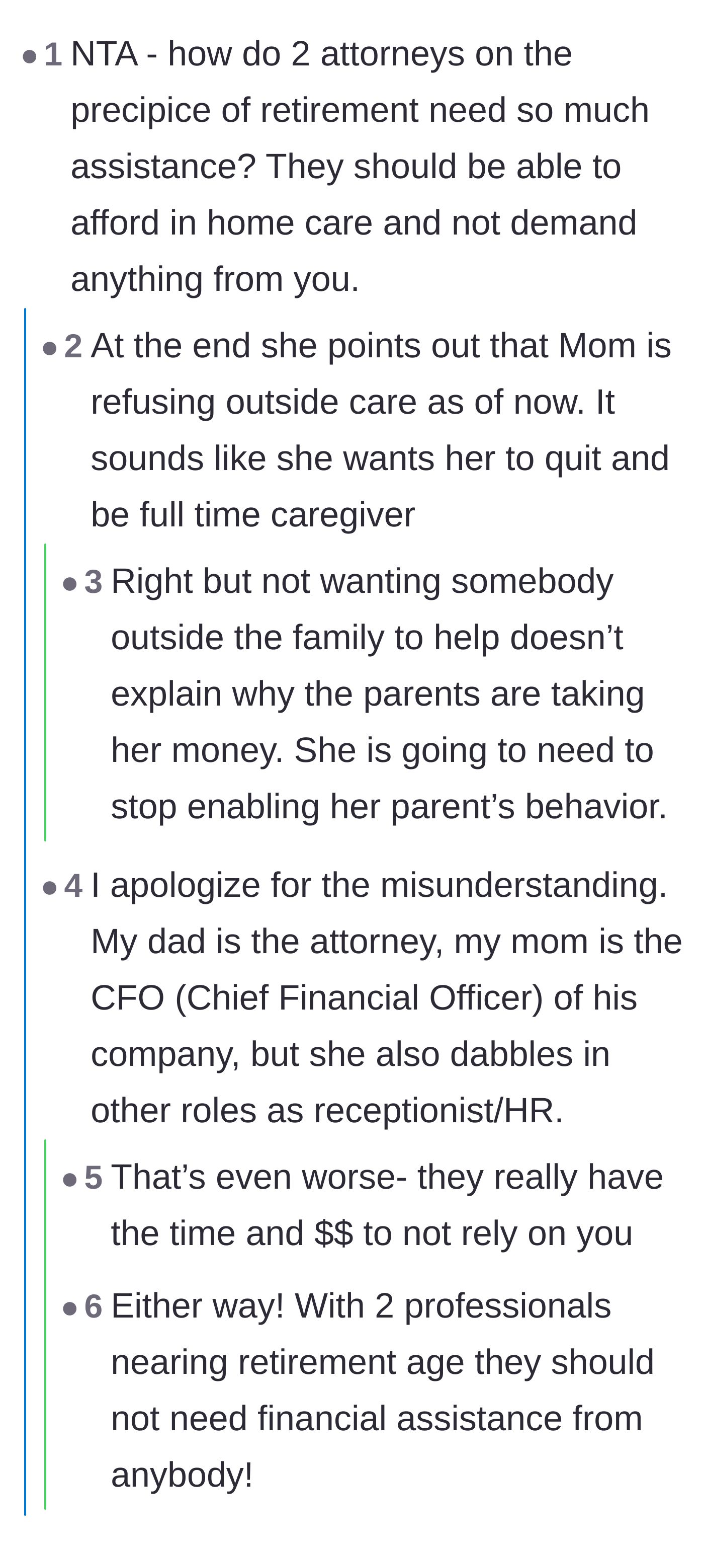 Comment thread 3 - Readers questioning how two wealthy legal professionals failed to save for retirement and ended up relying on their young daughter