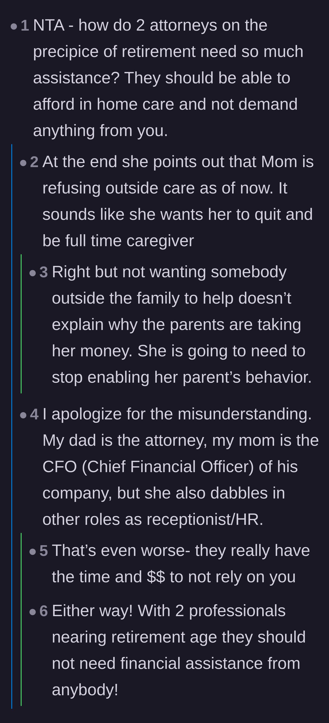 Comment thread 3 - Readers questioning how two wealthy legal professionals failed to save for retirement and ended up relying on their young daughter