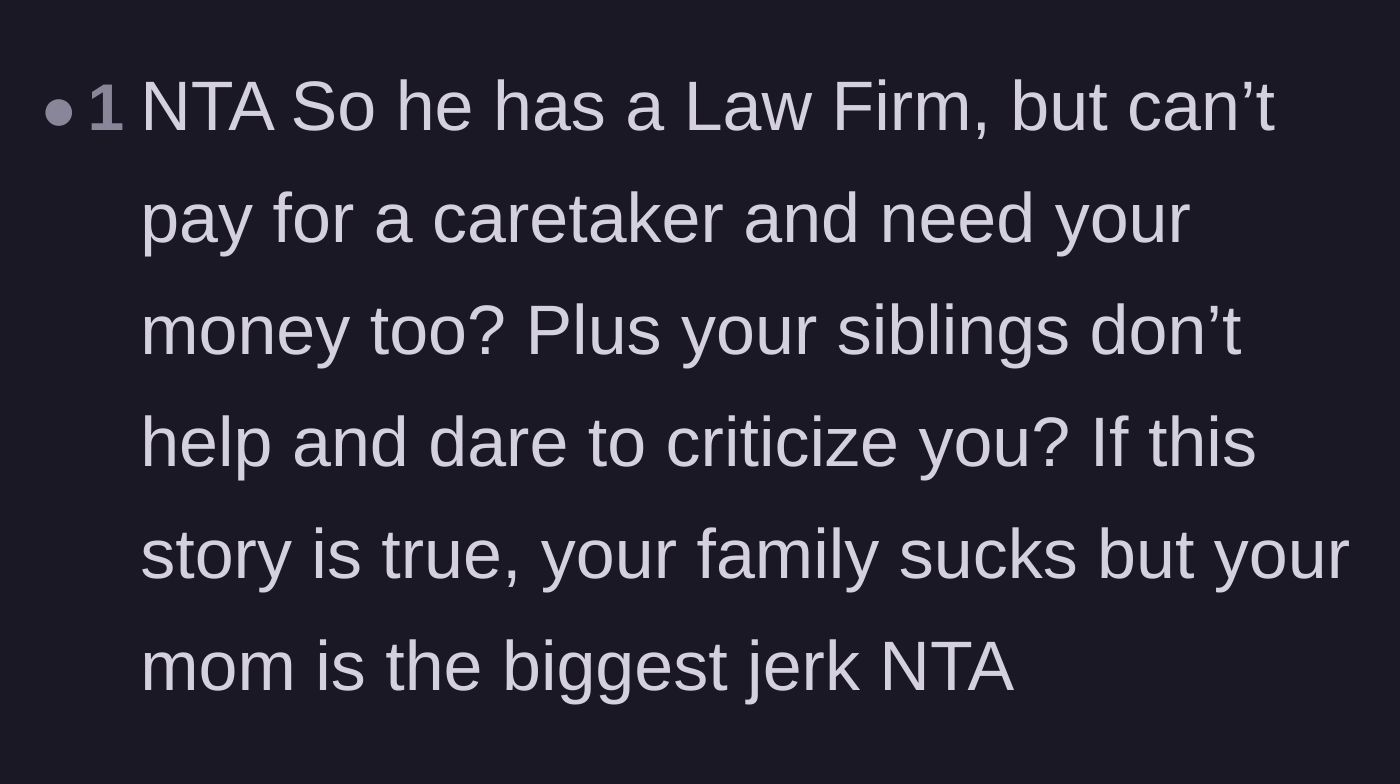 Comment thread 4 - Outrage over the affluent parents demanding the daughter's money while the rest of the family criticizes her
