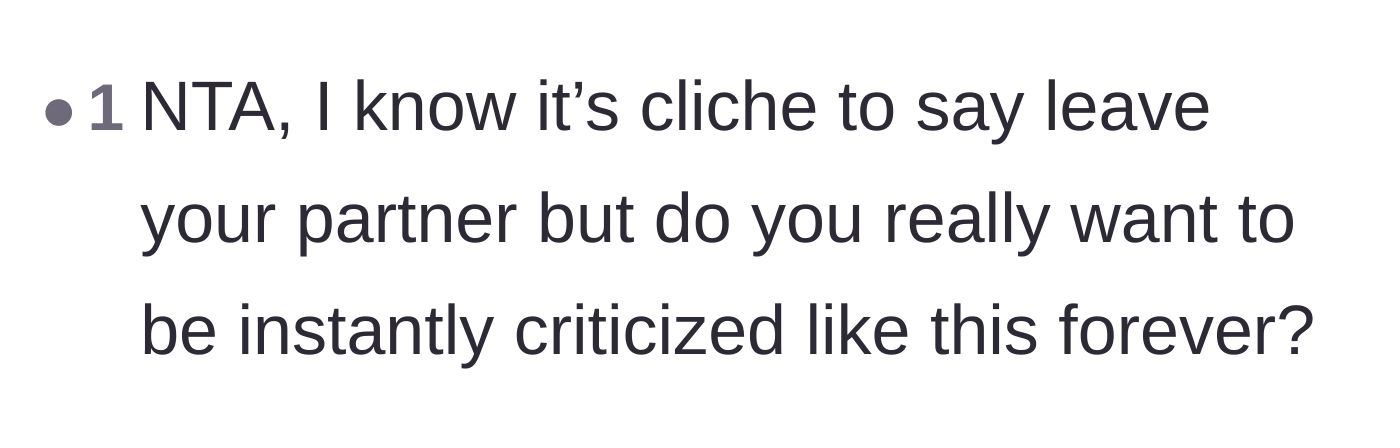 Comment thread 4 - A commenter asking the main character if she really wants to endure a lifetime of instant criticism.