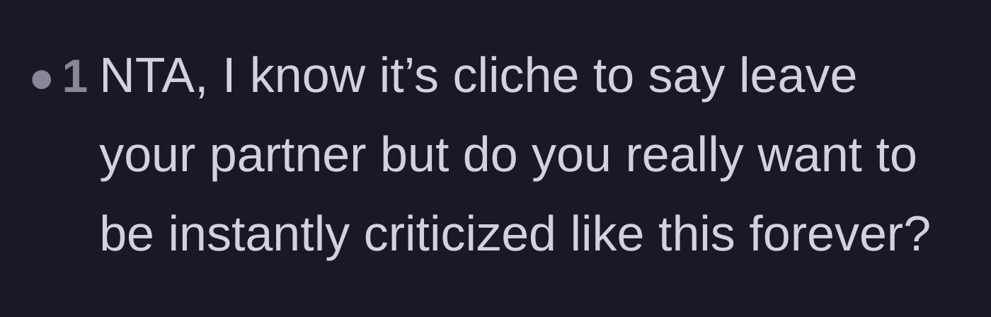 Comment thread 4 - A commenter asking the main character if she really wants to endure a lifetime of instant criticism.
