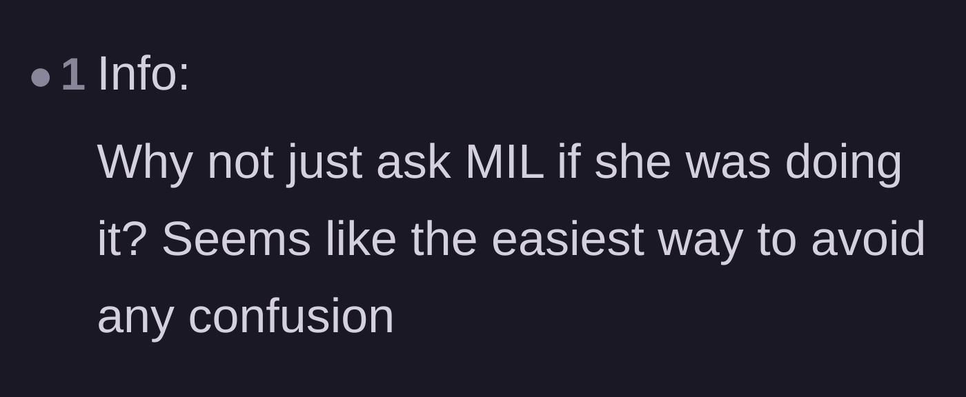 Comment thread 3 - A commenter asking why the wife didn't just ask the mother-in-law if she was hosting.