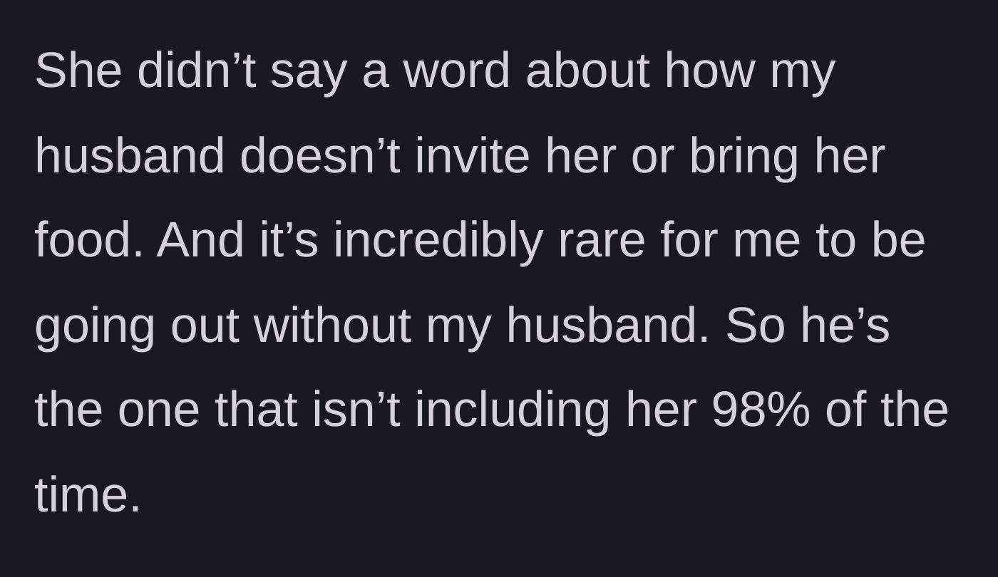 Story part 5 - Pointing out the massive double standard where the mother-in-law never blames her own son for the exact same behavior.