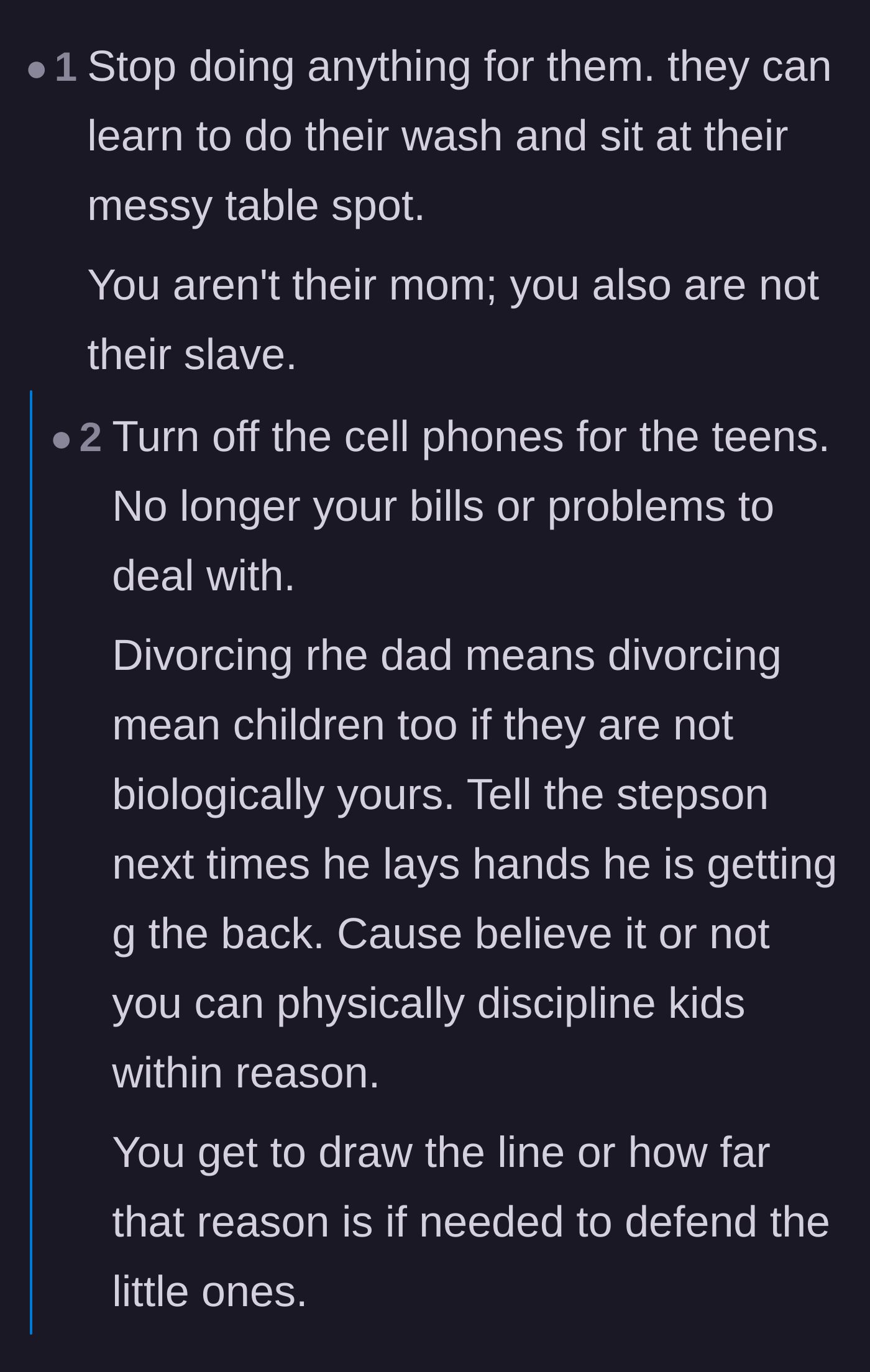 Comment thread 4 - Readers telling the stepmother to stop acting as a maid for teenagers who blatantly disrespect her.