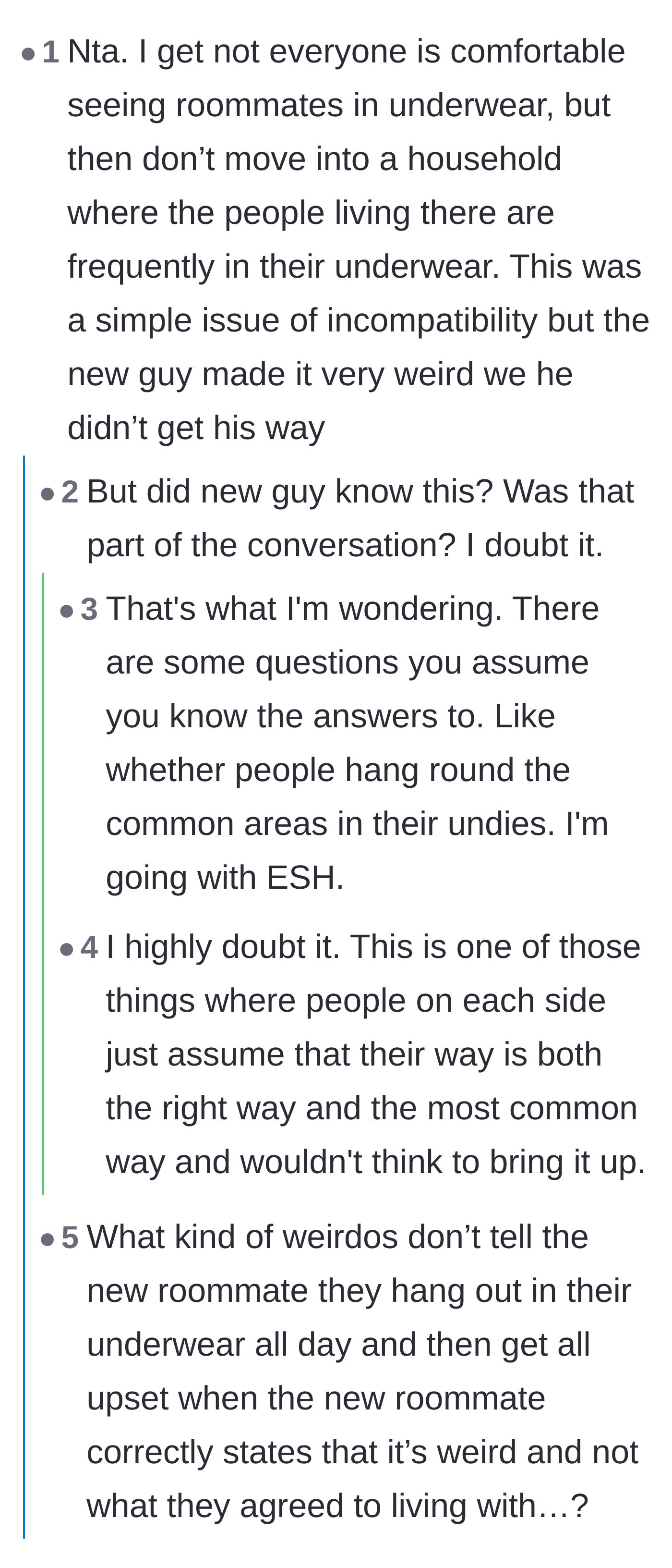 Comment thread 6 - A discussion on how both sides failed during the initial roommate vetting process by assuming their own lifestyle was the default.