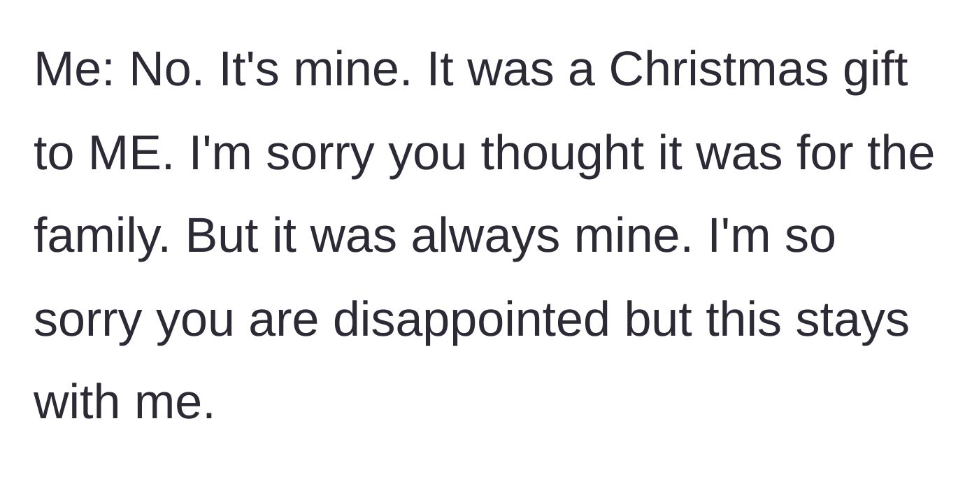 Story part 8 - The author shuts the BIL down completely, repeating that the nativity is hers and stays with her.