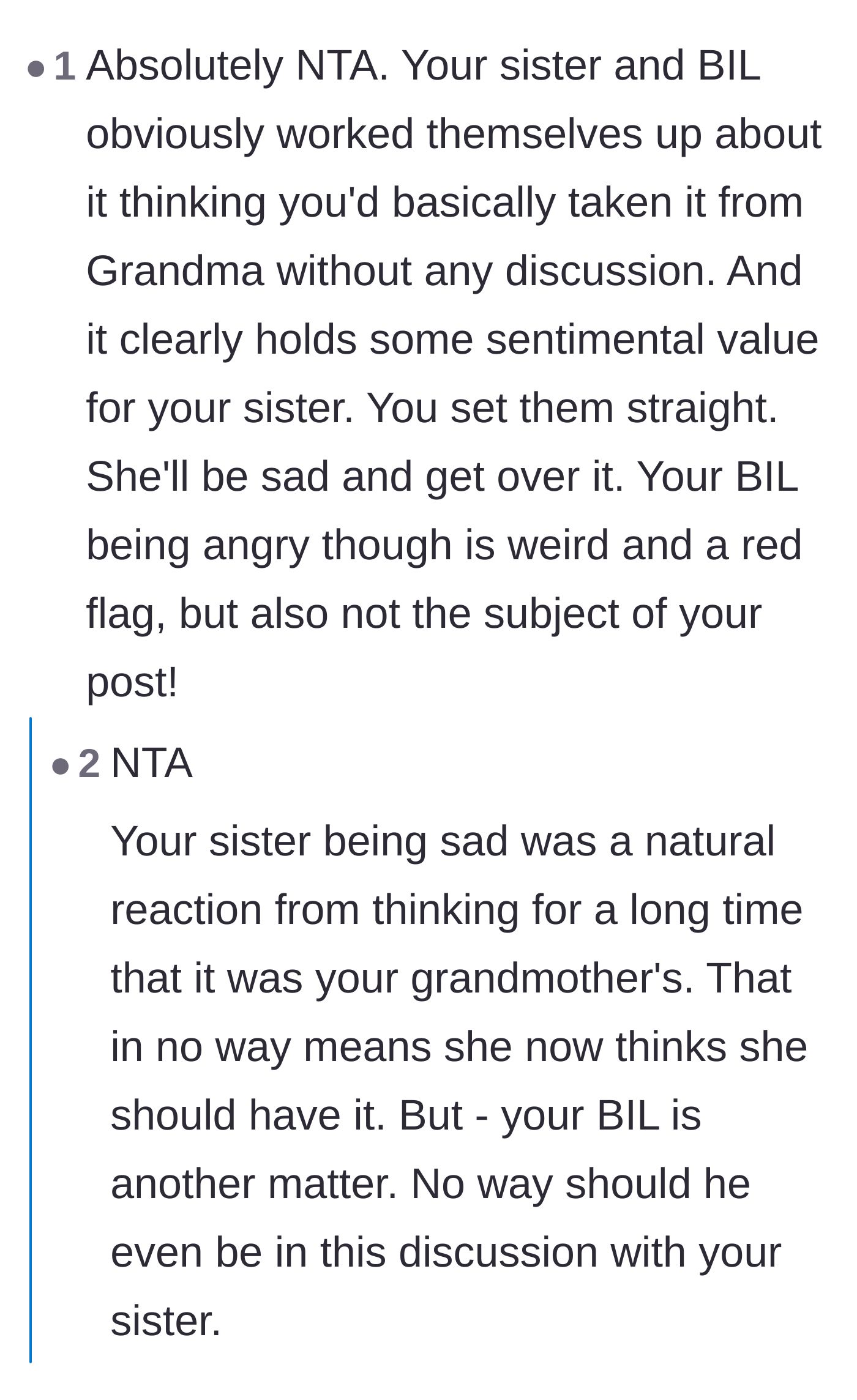 Comment thread 5 - Commenters agreeing that the sister's sadness is valid but the brother-in-law's anger is a huge red flag.
