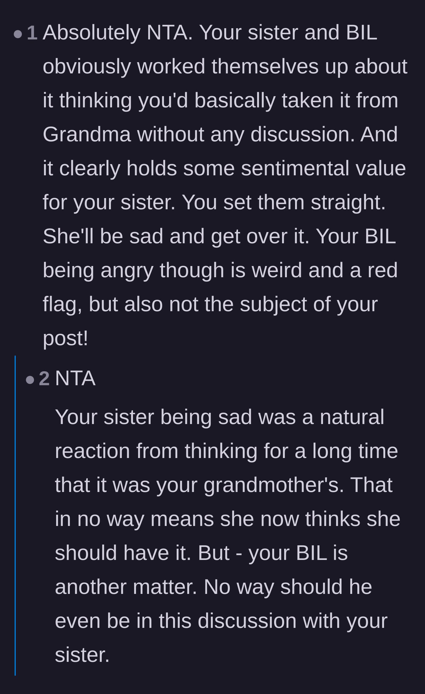 Comment thread 5 - Commenters agreeing that the sister's sadness is valid but the brother-in-law's anger is a huge red flag.