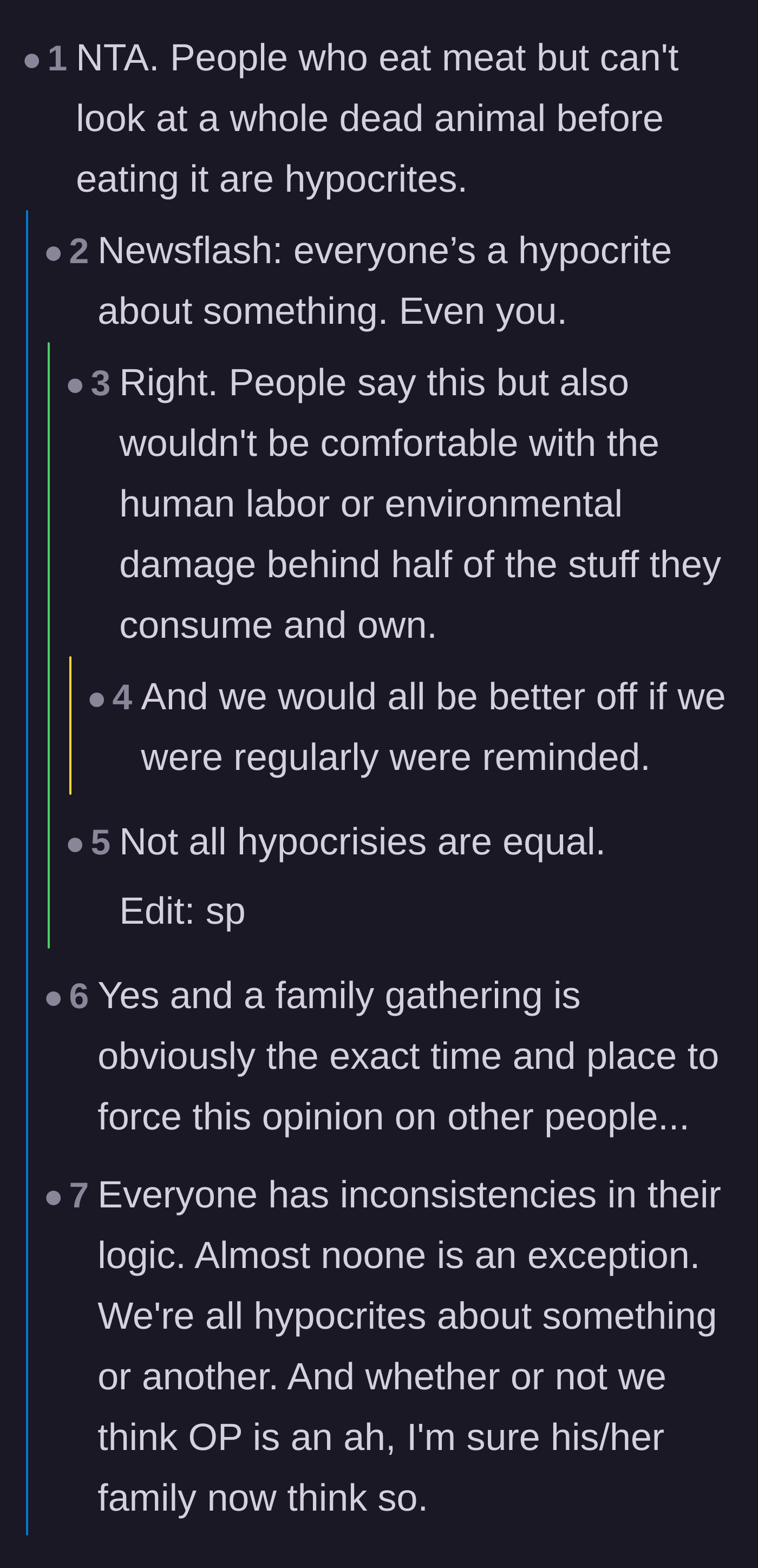 Comment thread debating the hypocrisy of meat eaters who are disgusted by seeing a whole animal.