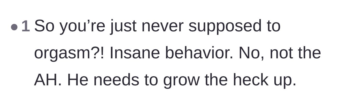 Comment thread 3 - A blunt reaction calling the boyfriend's behavior insane and telling him to grow up.