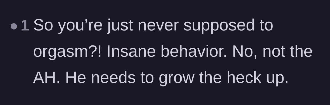 Comment thread 3 - A blunt reaction calling the boyfriend's behavior insane and telling him to grow up.
