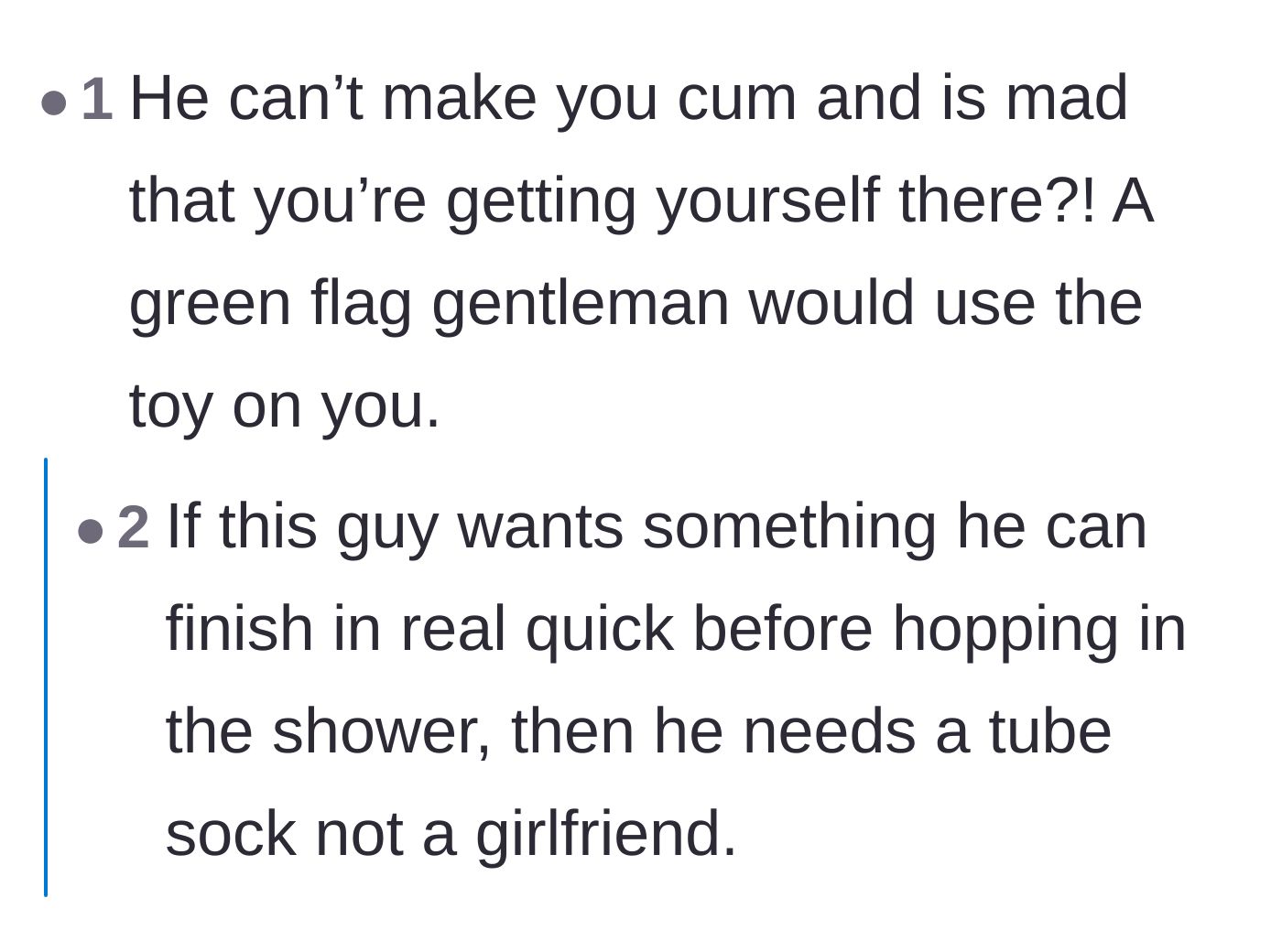 Comment thread 6 - A brutally honest take suggesting that if he only cares about his own quick finish, he doesn't need a partner.