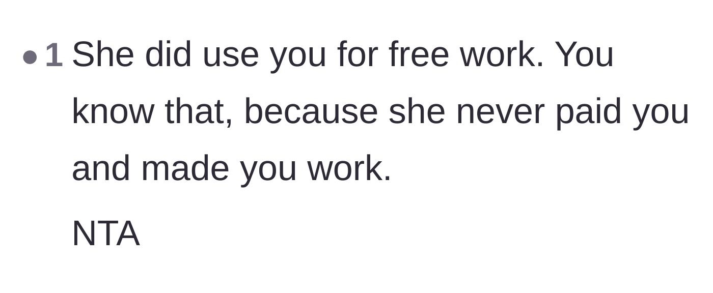 Comment thread 3 - Stating plainly that unpaid work is, by definition, being used for free labor.