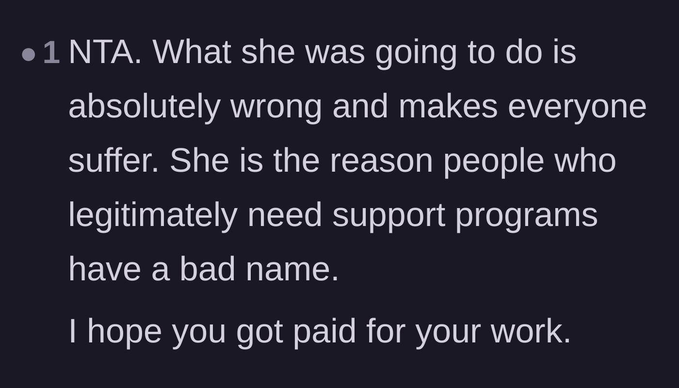 Comment thread 2 - A comment pointing out how benefit fraud harms people who actually need support programs.