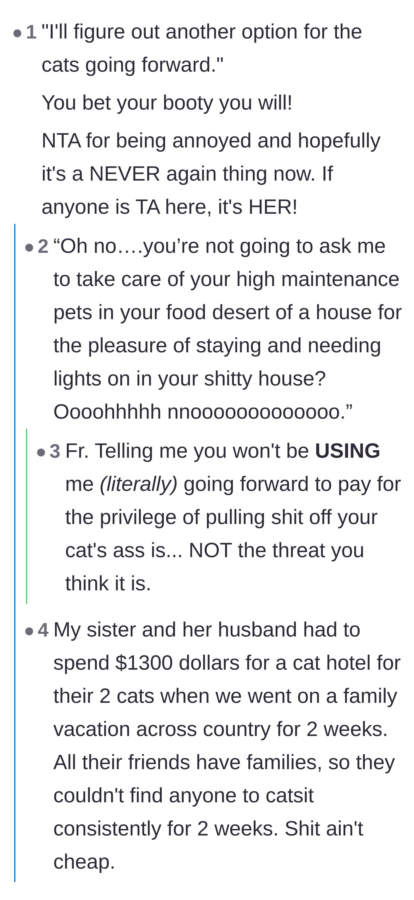 Comment thread 6 - Mocking the homeowner's empty threat to find someone else for the job.