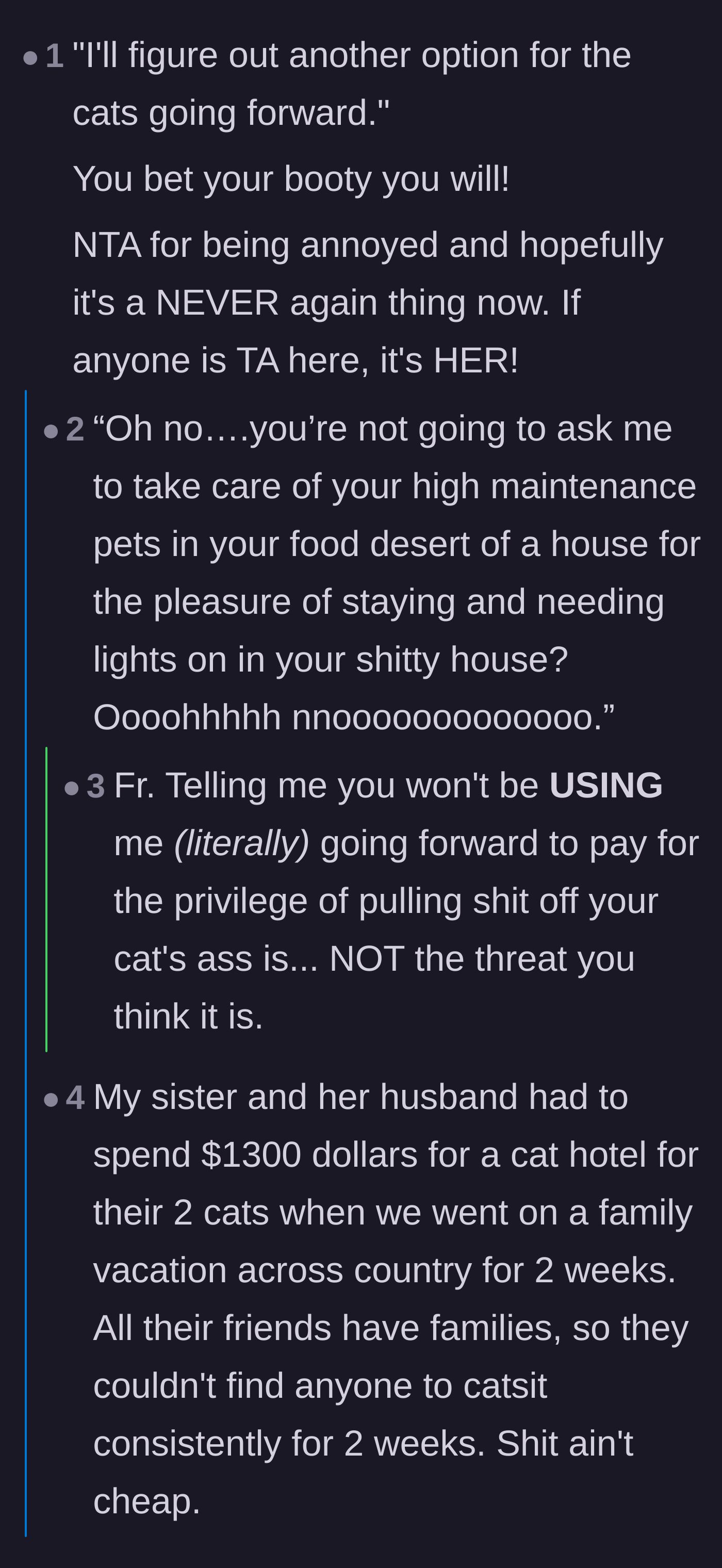 Comment thread 6 - Mocking the homeowner's empty threat to find someone else for the job.
