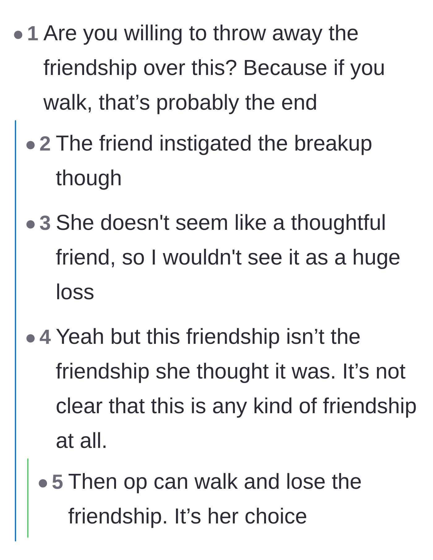 Comment thread 3 - A debate about whether this disagreement is worth throwing away a long-term friendship.