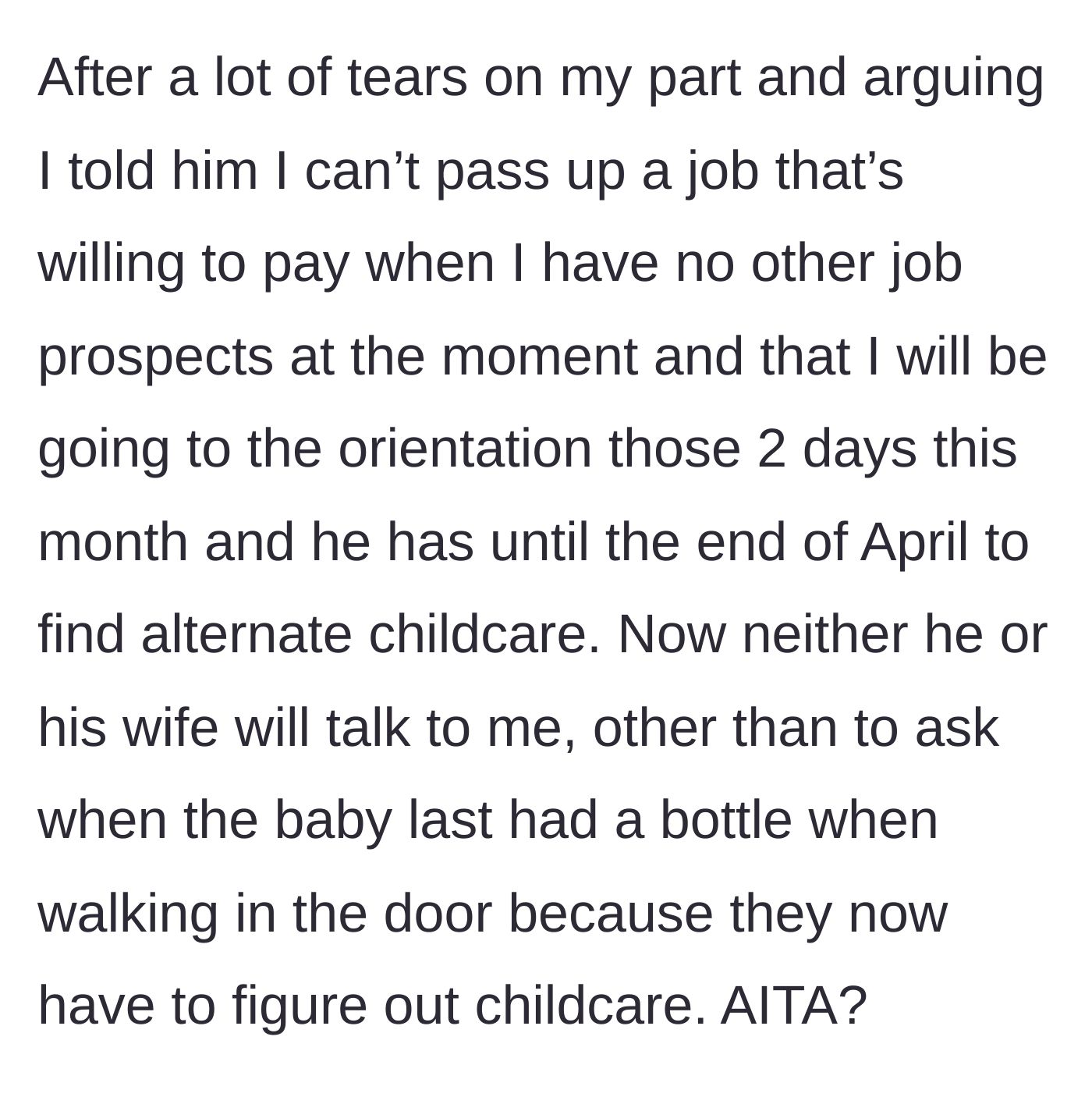 Story part 5 - Sister holding her boundary through tears while the brother and his wife give her the silent treatment.