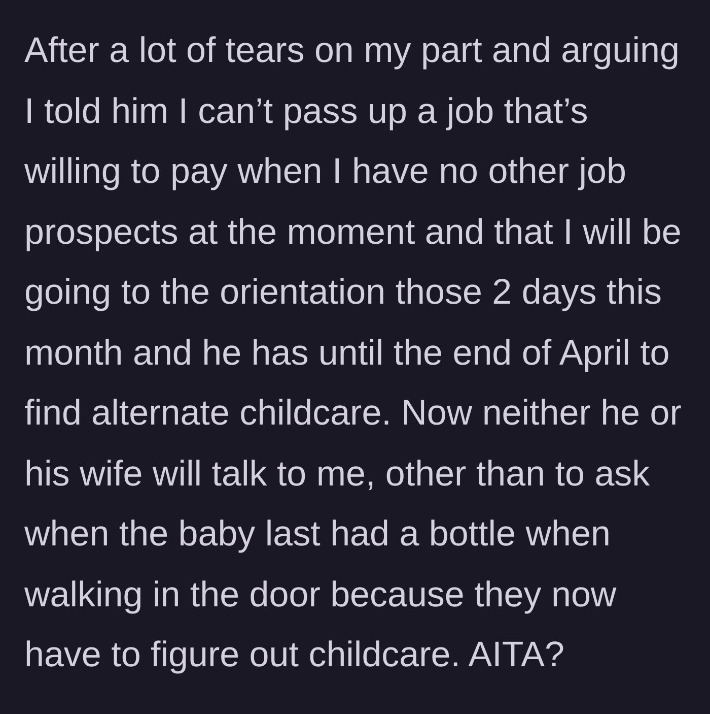 Story part 5 - Sister holding her boundary through tears while the brother and his wife give her the silent treatment.