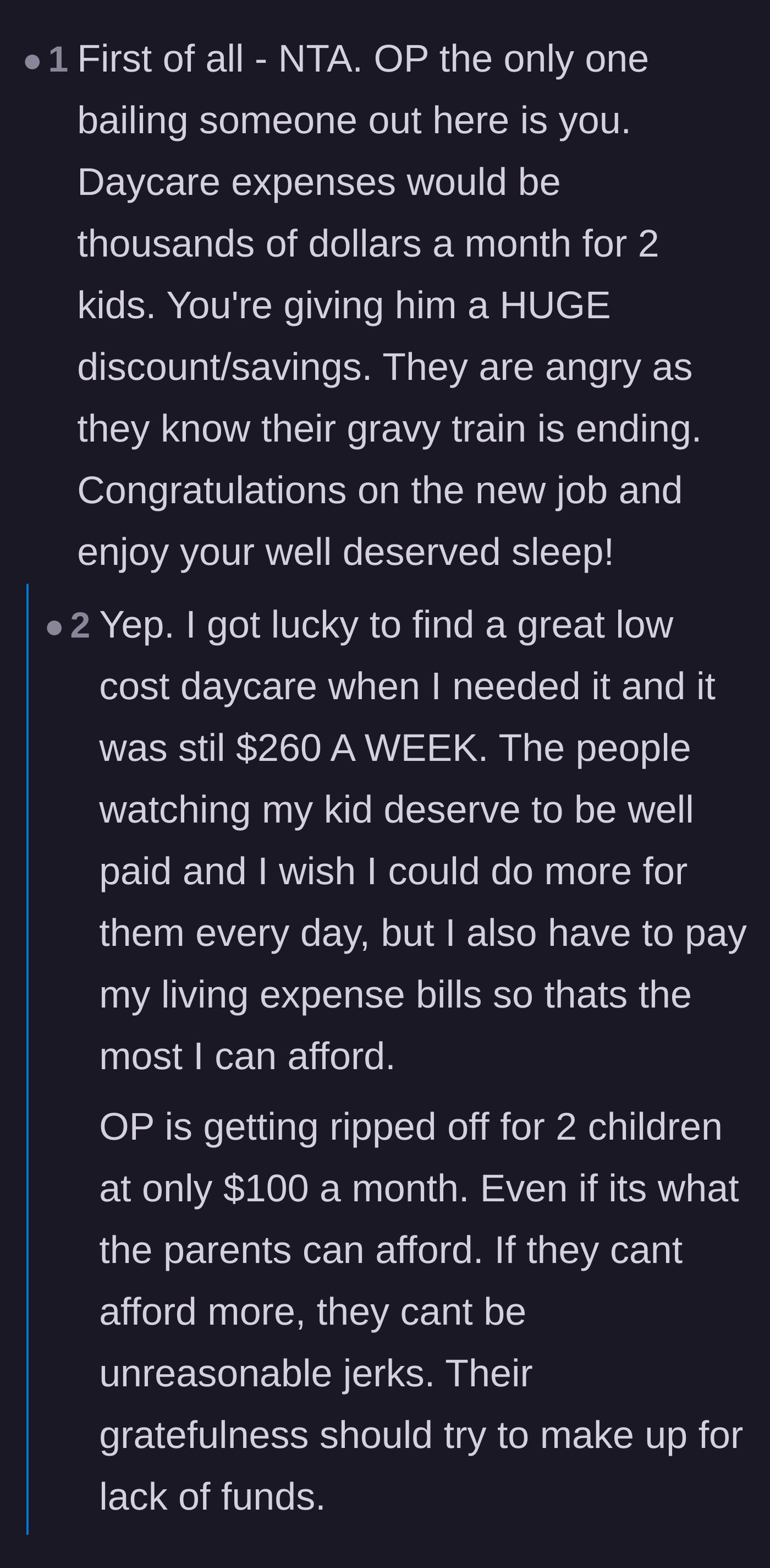 Comment thread 4 - A reality check on the actual cost of daycare and who is truly bailing out whom.