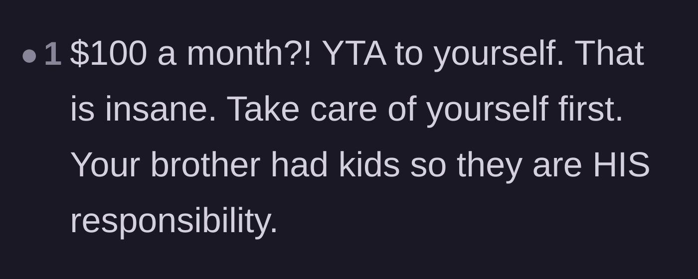 Comment thread 6 - Tough love declaring the sister is at fault for neglecting her own well-being.