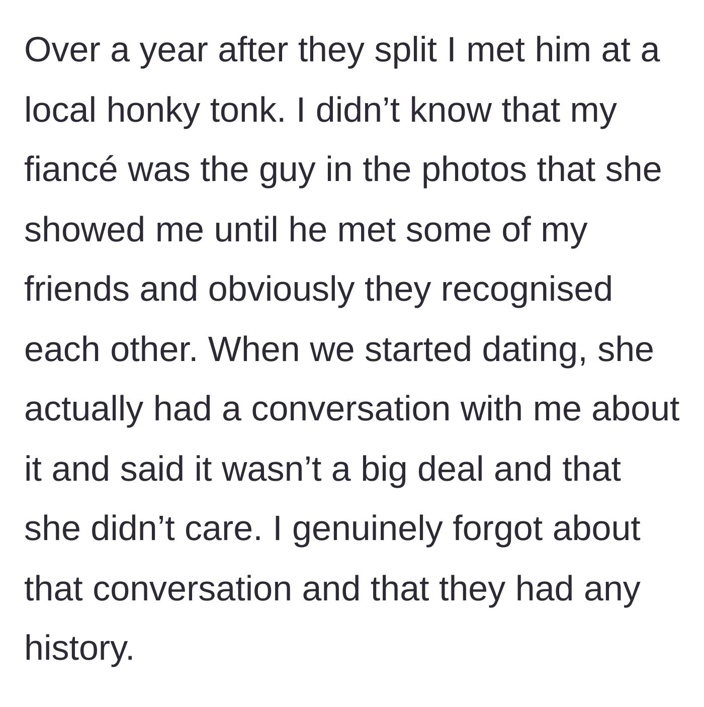Story part 2 - The bride meeting the guy at a local bar and getting the green light from her coworker.