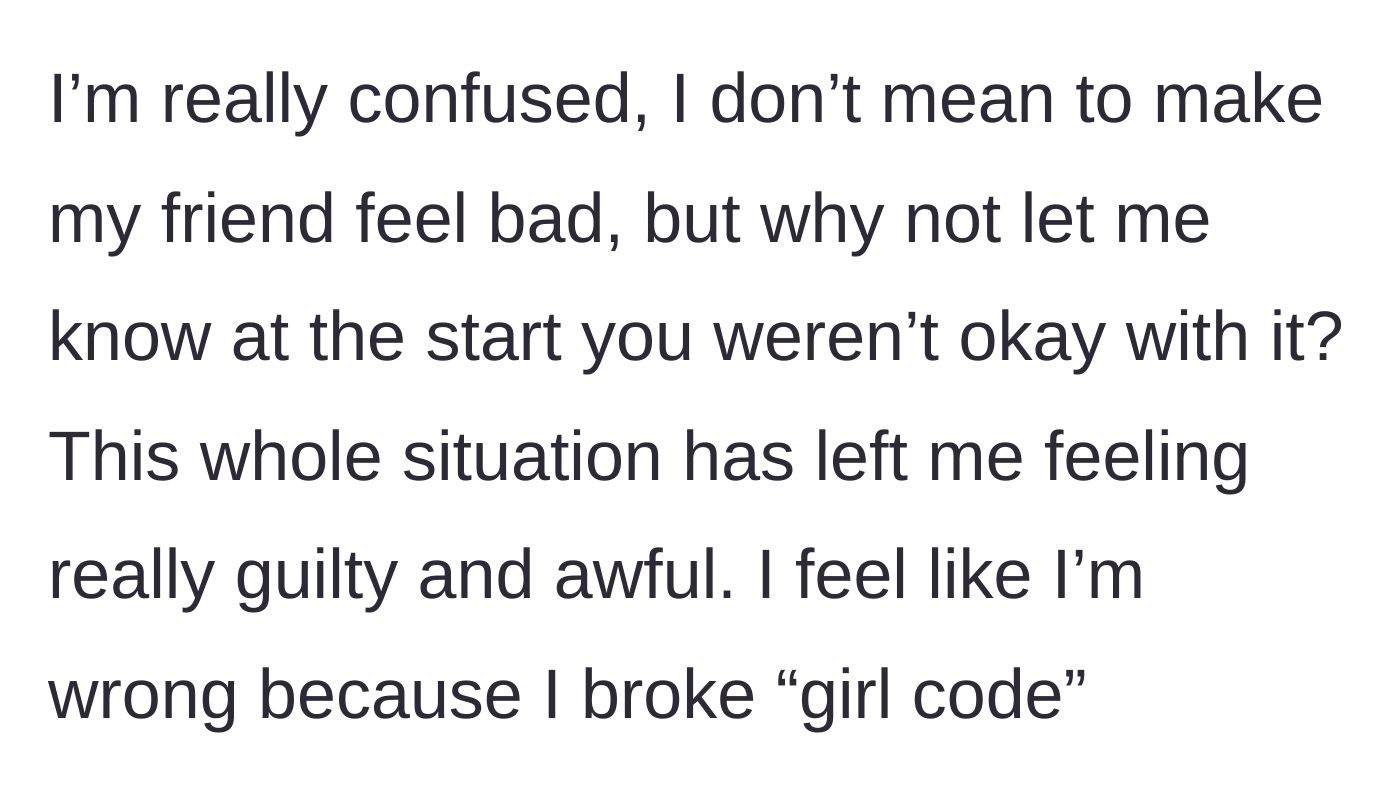 Story part 5 - The bride questioning her choices and feeling guilty about breaking unspoken social rules.