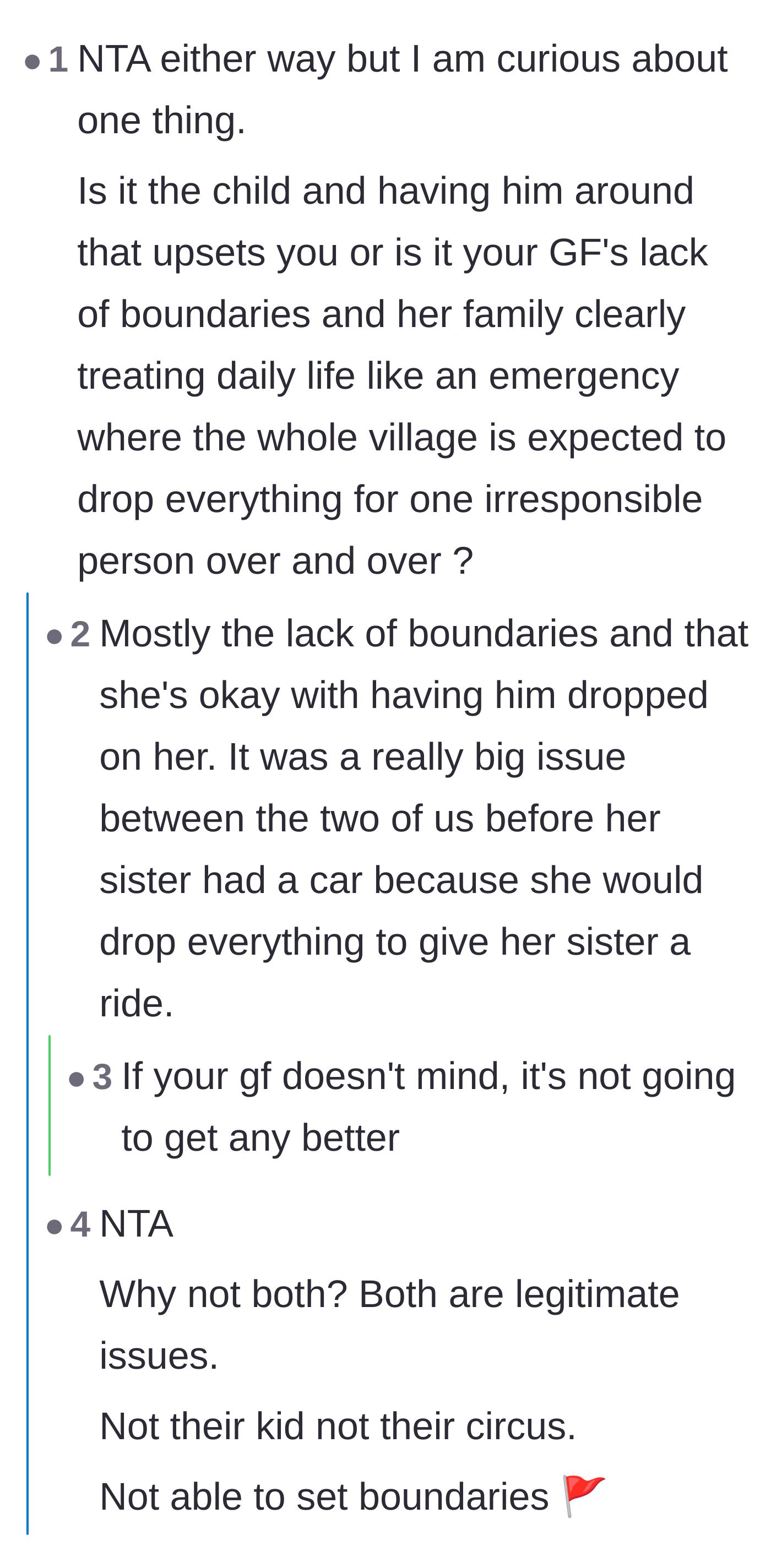 Comment thread 4 - A nuanced discussion about the hidden dangers of dating a people-pleaser who constantly enables their toxic family members.